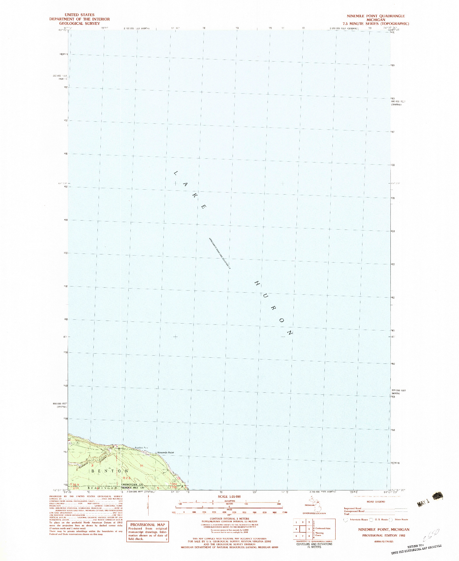 USGS 1:25000-SCALE QUADRANGLE FOR NILEMILE POINT, MI 1982