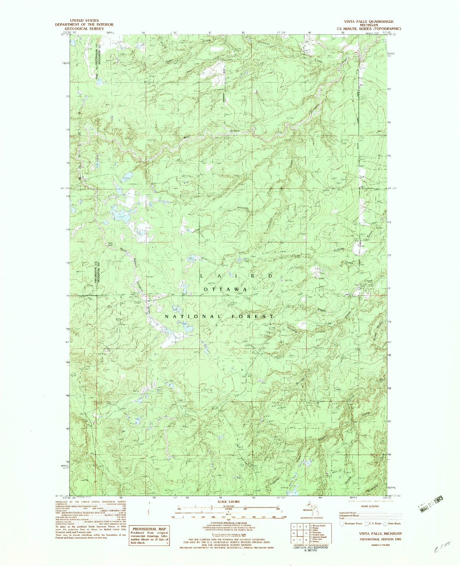 USGS 1:25000-SCALE QUADRANGLE FOR VISTA FALLS, MI 1982