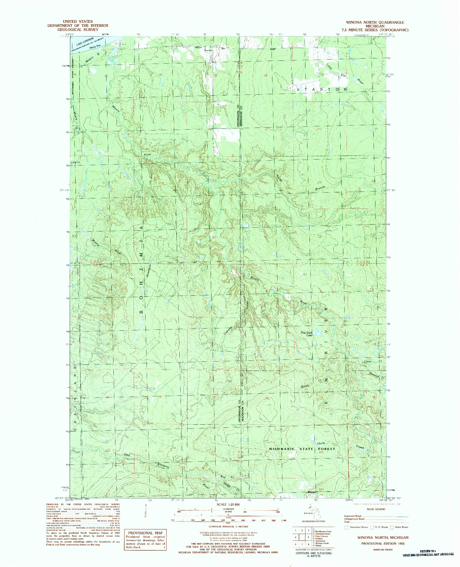 USGS 1:25000-SCALE QUADRANGLE FOR WINONA NORTH, MI 1982