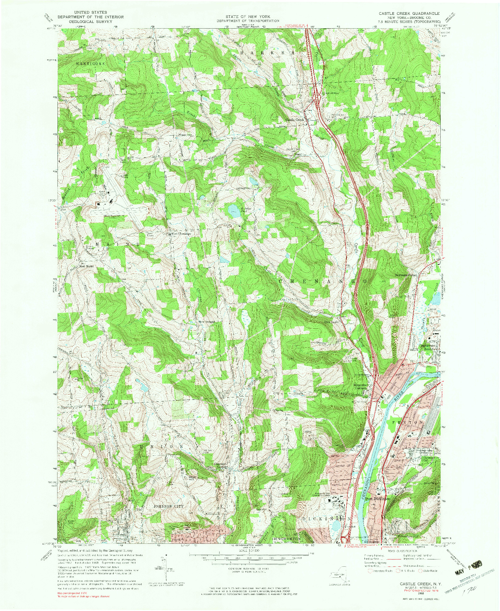 USGS 1:24000-SCALE QUADRANGLE FOR CASTLE CREEK, NY 1968