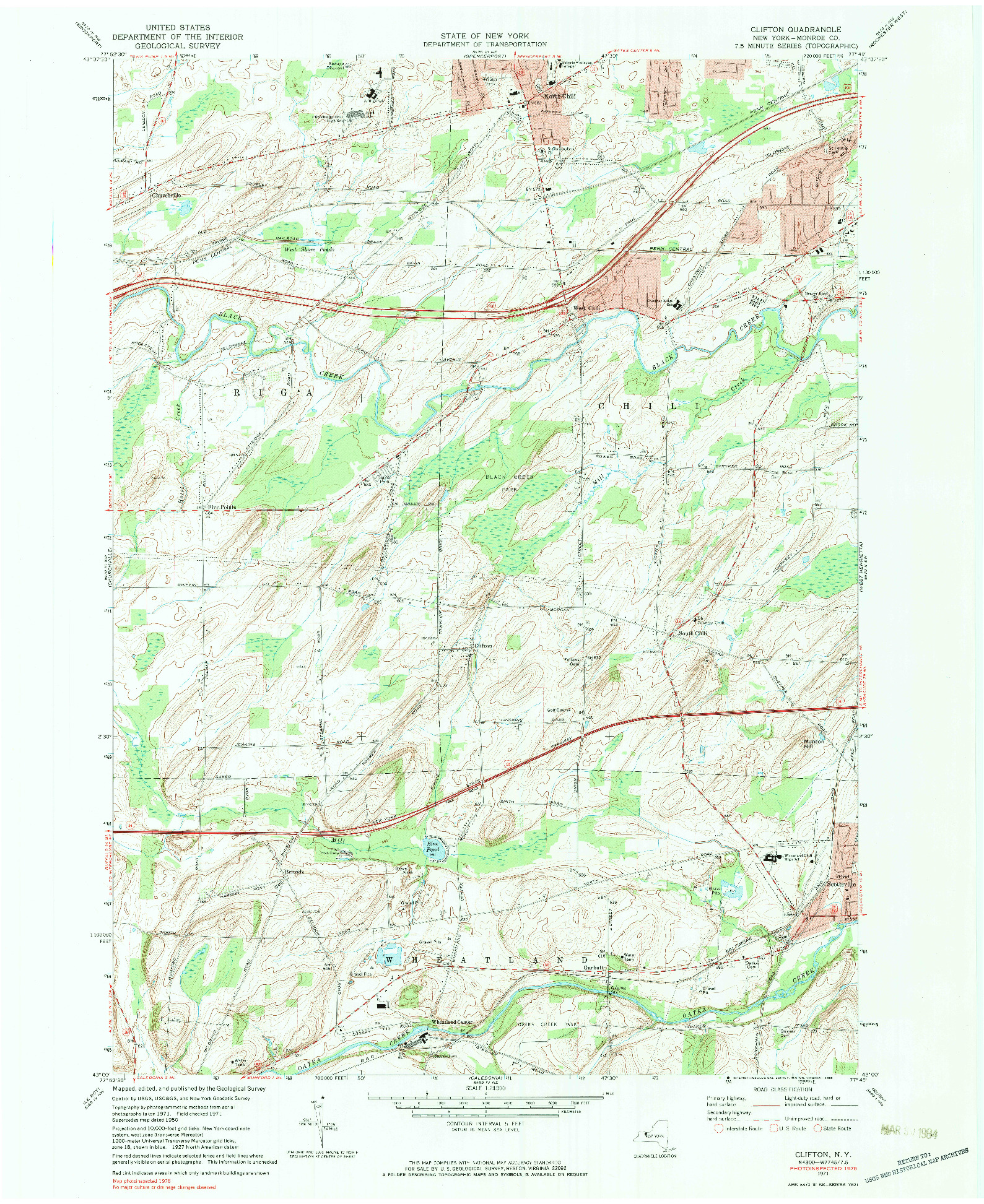 USGS 1:24000-SCALE QUADRANGLE FOR CLIFTON, NY 1971