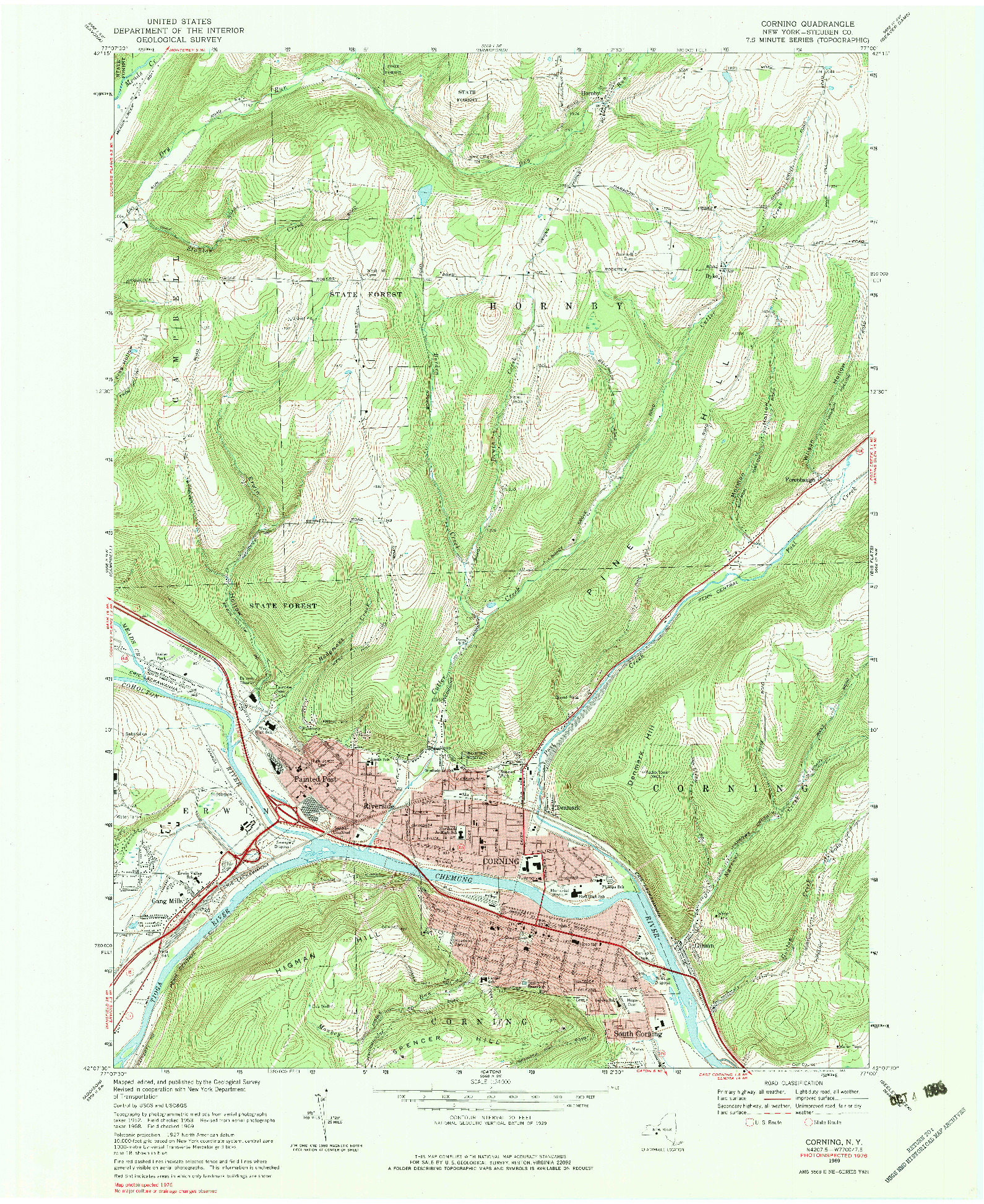 USGS 1:24000-SCALE QUADRANGLE FOR CORNING, NY 1969