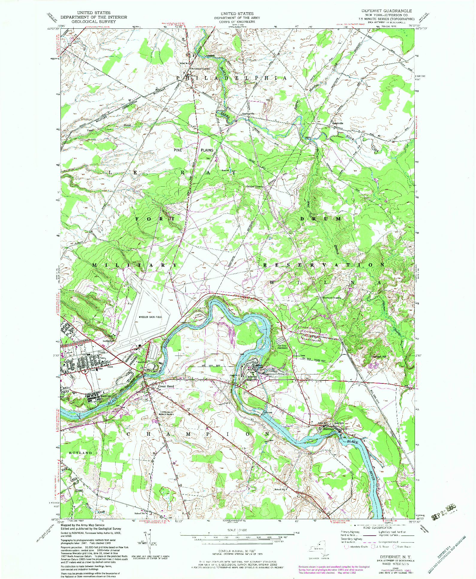 USGS 1:24000-SCALE QUADRANGLE FOR DEFERIET, NY 1949