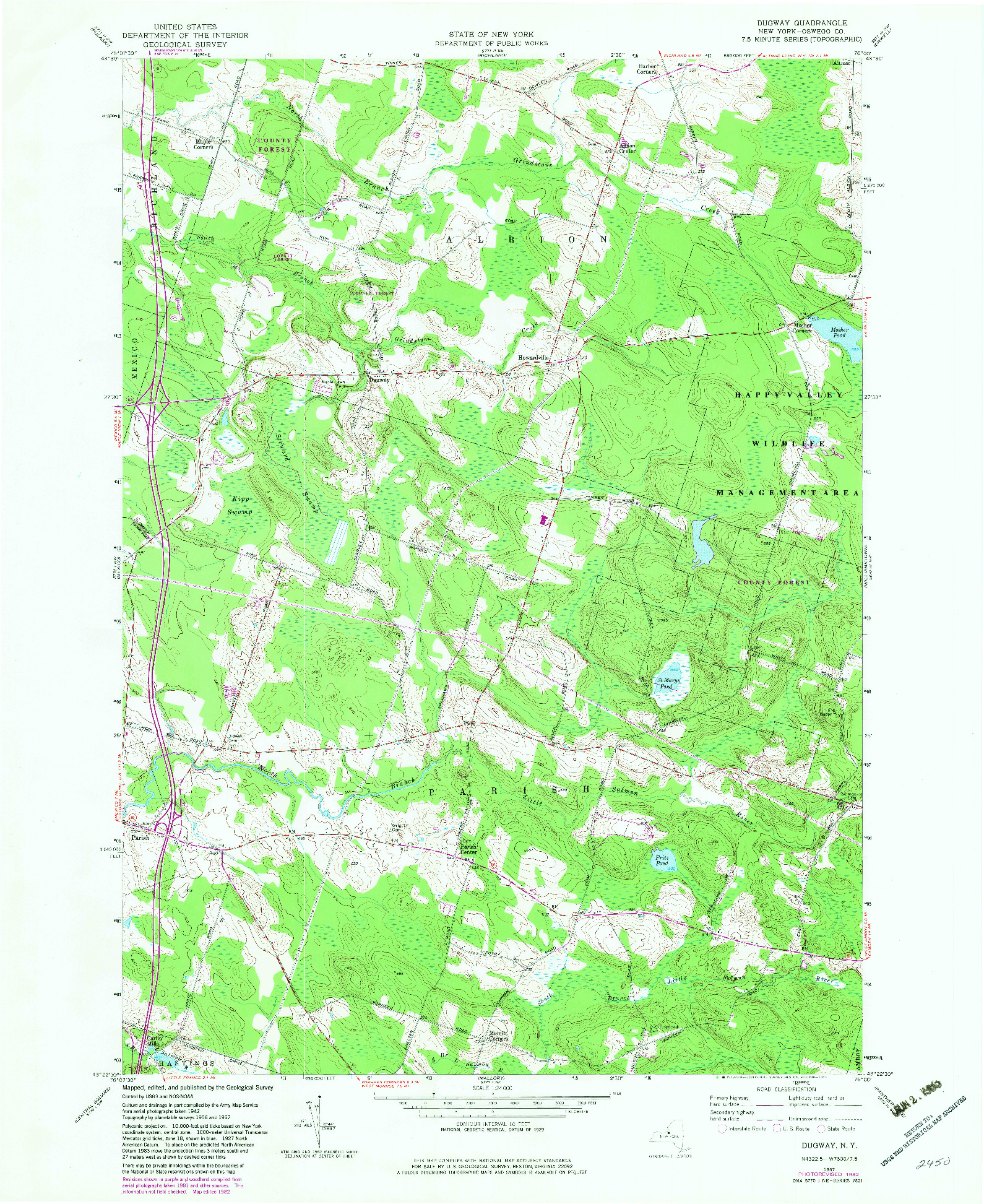 USGS 1:24000-SCALE QUADRANGLE FOR DUGWAY, NY 1957