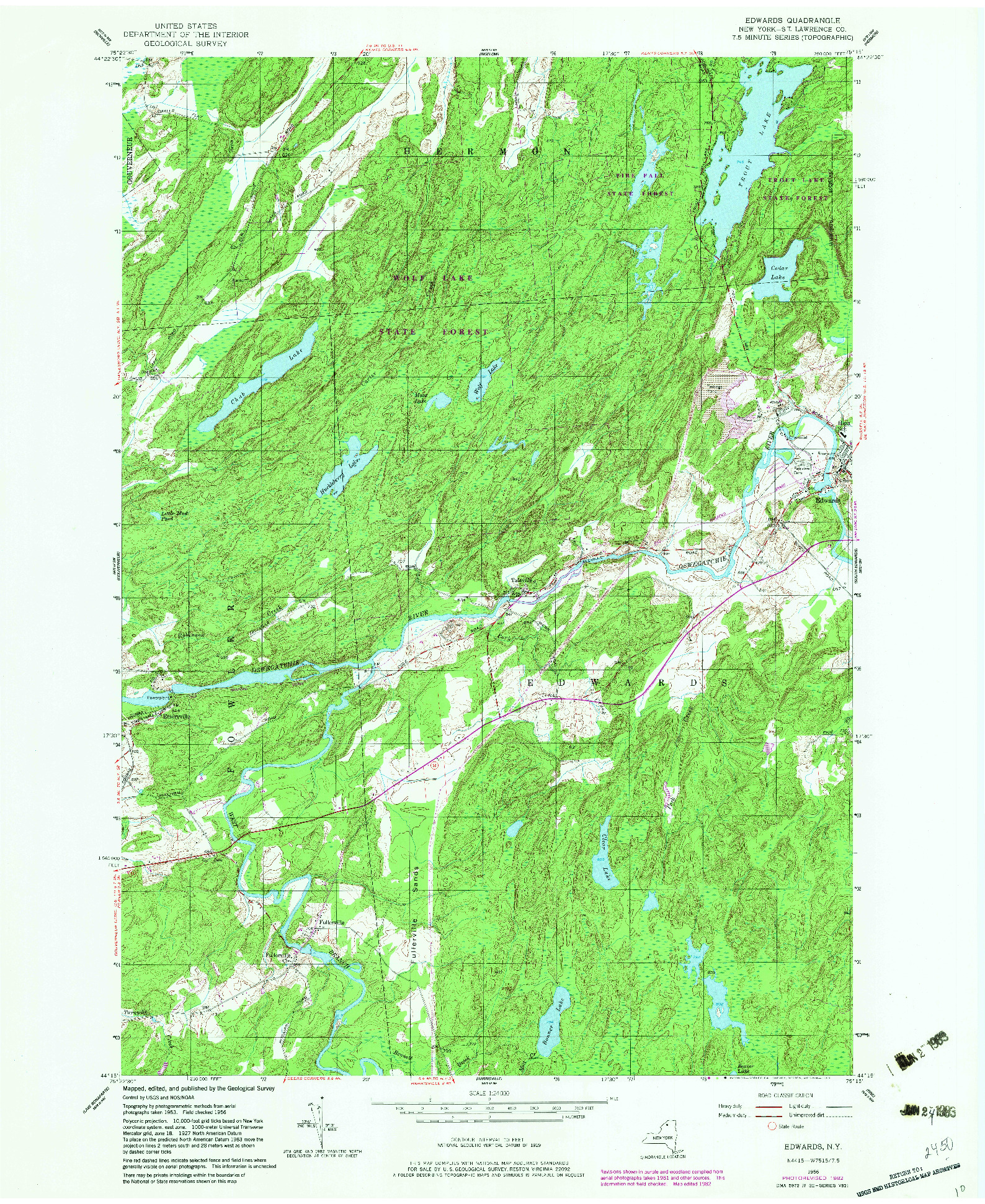 USGS 1:24000-SCALE QUADRANGLE FOR EDWARDS, NY 1956