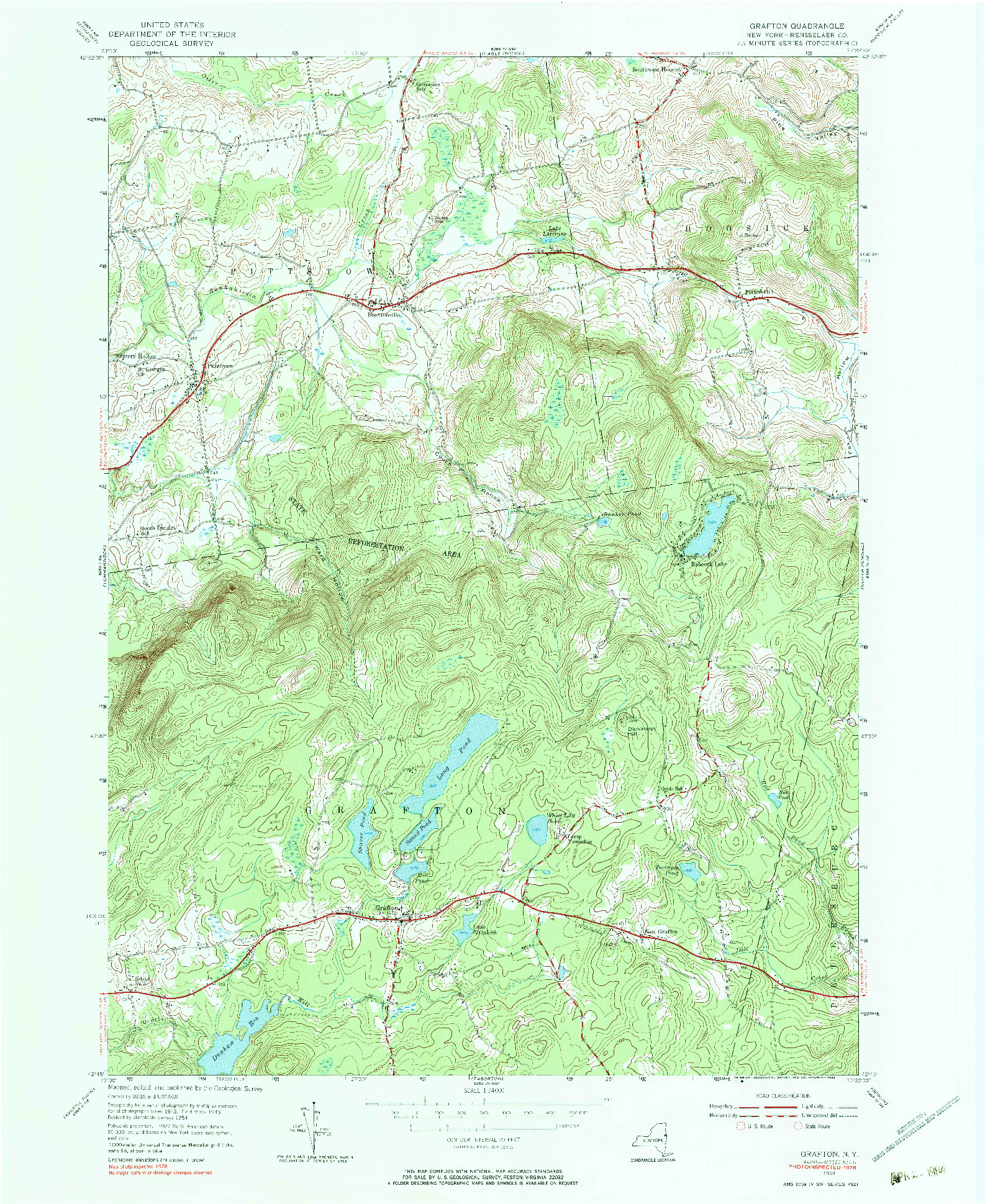 USGS 1:24000-SCALE QUADRANGLE FOR GRAFTON, NY 1978