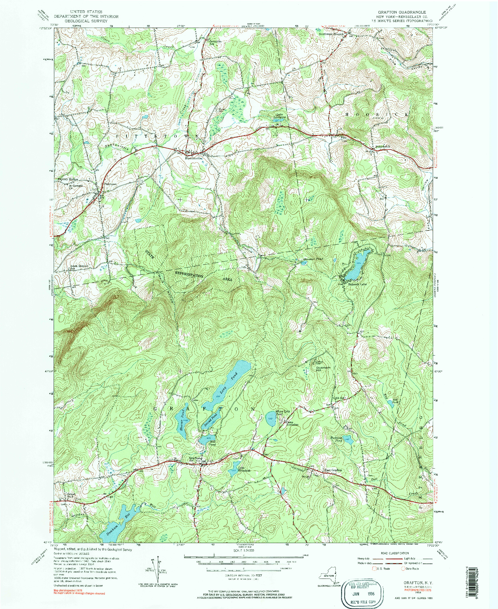 USGS 1:24000-SCALE QUADRANGLE FOR GRAFTON, NY 1954