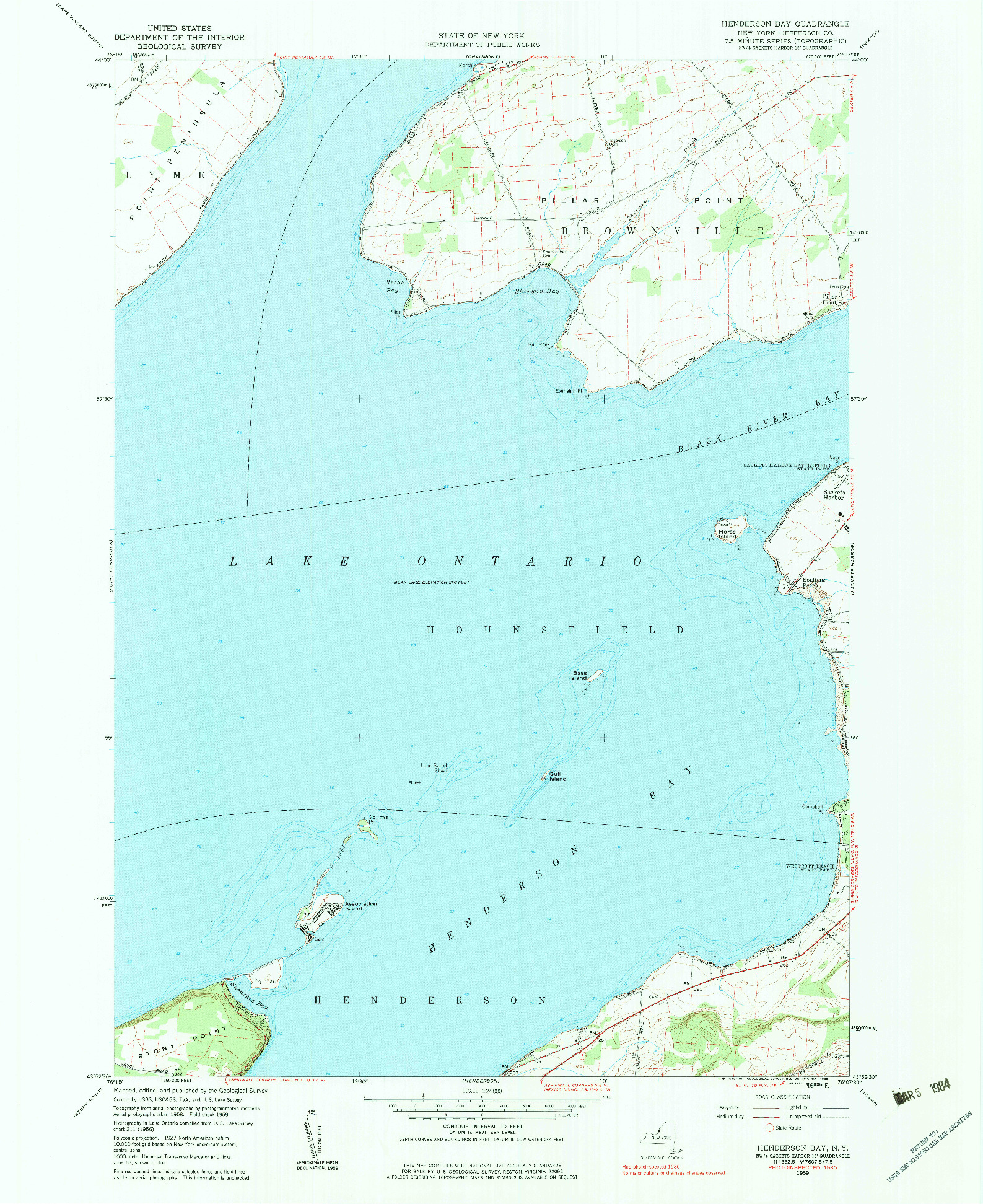 USGS 1:24000-SCALE QUADRANGLE FOR HENDERSON BAY, NY 1980