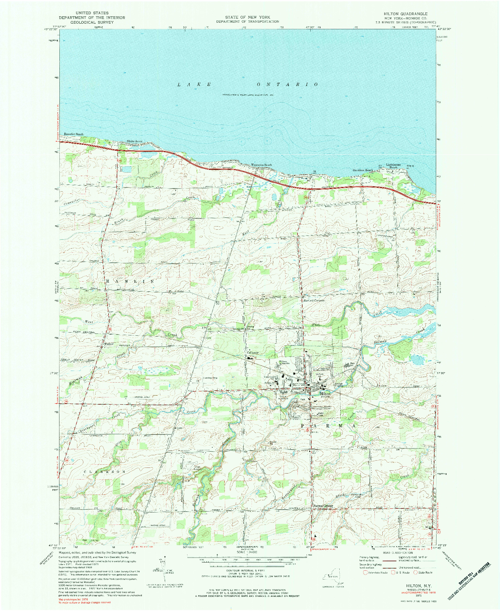 USGS 1:24000-SCALE QUADRANGLE FOR HILTON, NY 1971