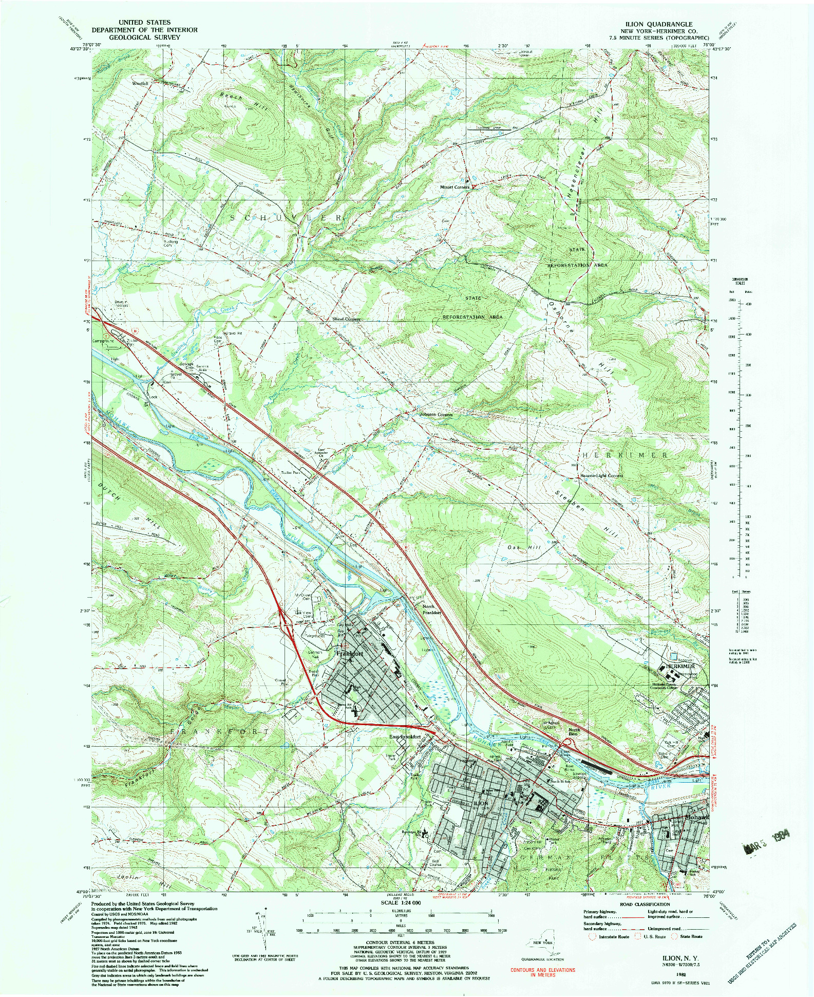 USGS 1:24000-SCALE QUADRANGLE FOR ILION, NY 1982