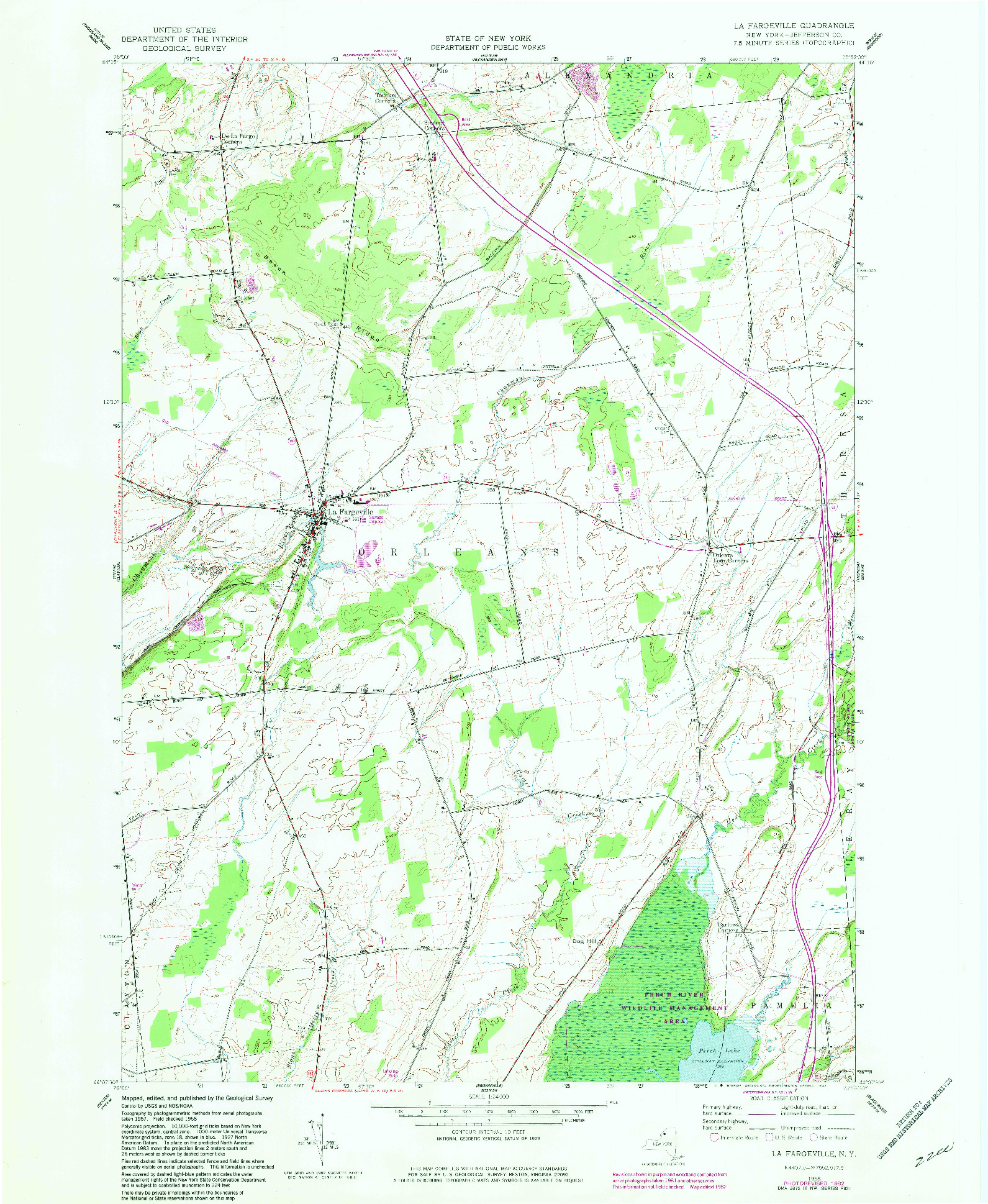 USGS 1:24000-SCALE QUADRANGLE FOR LA FARGEVILLE, NY 1982