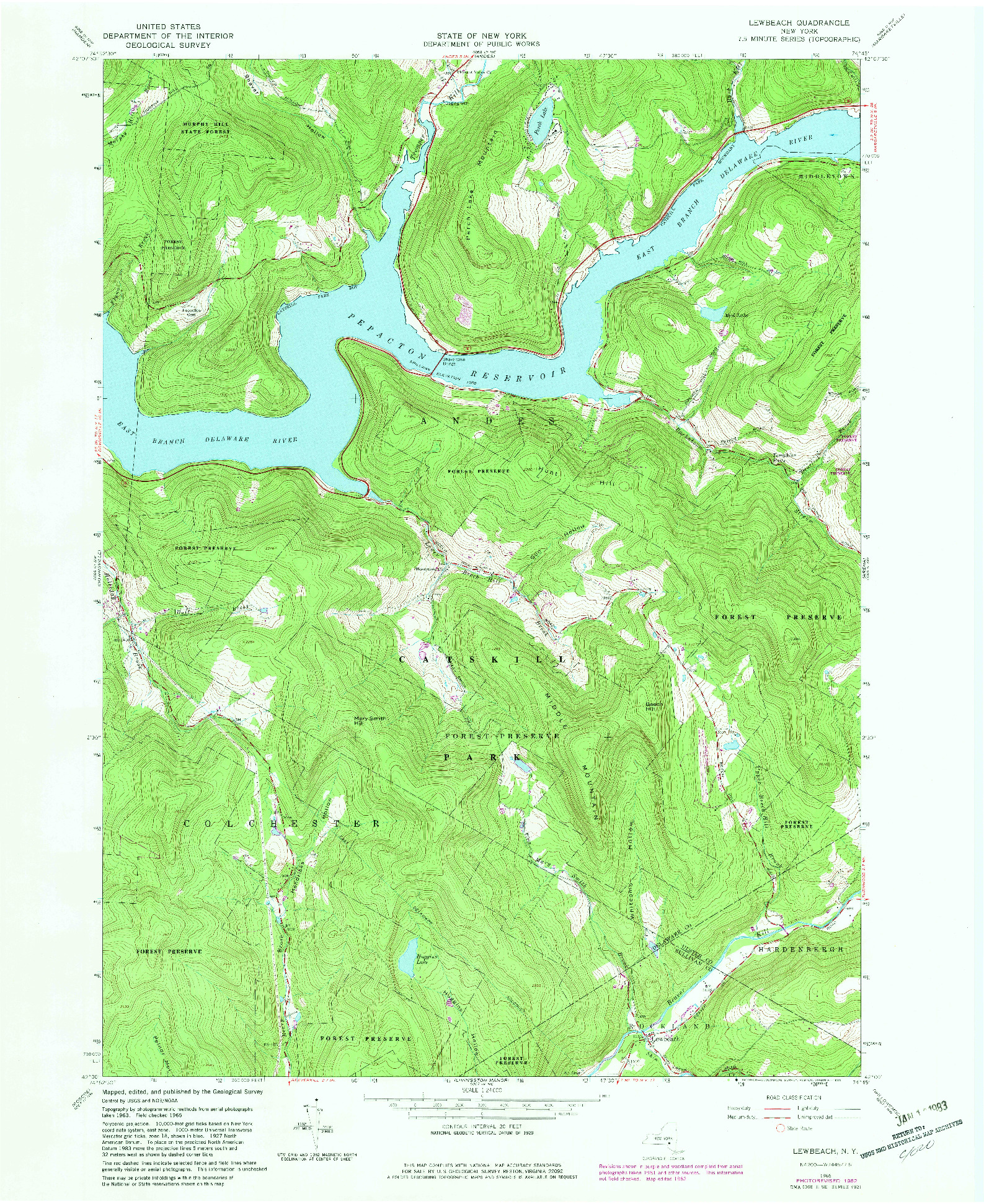 USGS 1:24000-SCALE QUADRANGLE FOR LEWBEACH, NY 1965
