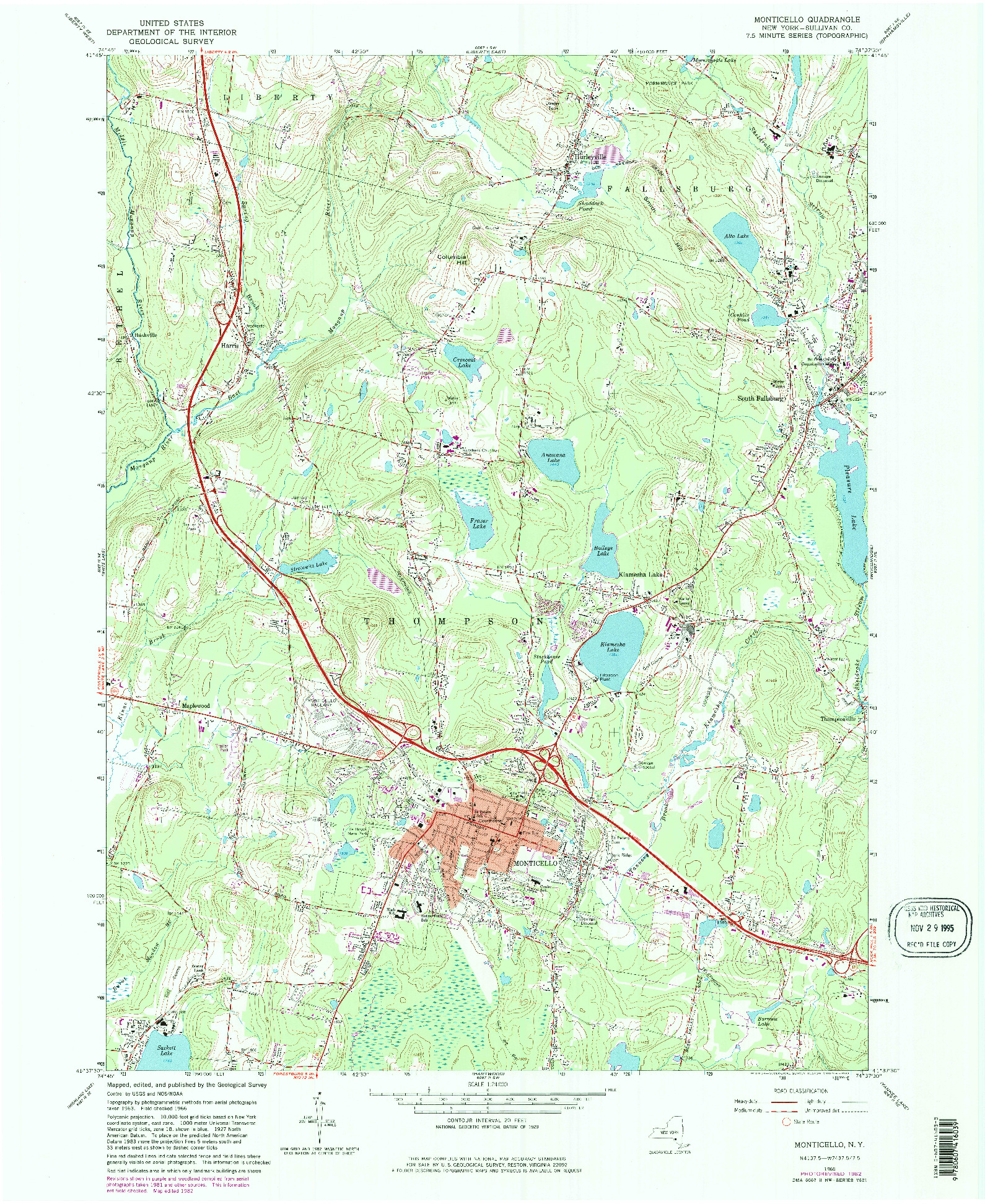 USGS 1:24000-SCALE QUADRANGLE FOR MONTICELLO, NY 1966