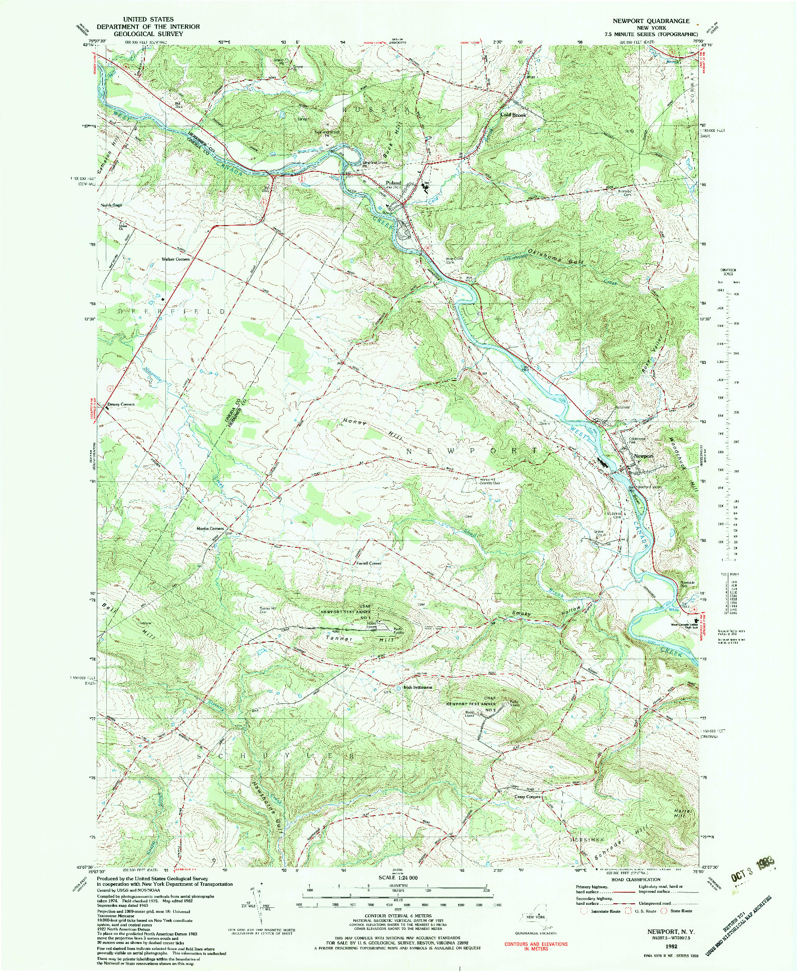 USGS 1:24000-SCALE QUADRANGLE FOR NEWPORT, NY 1982