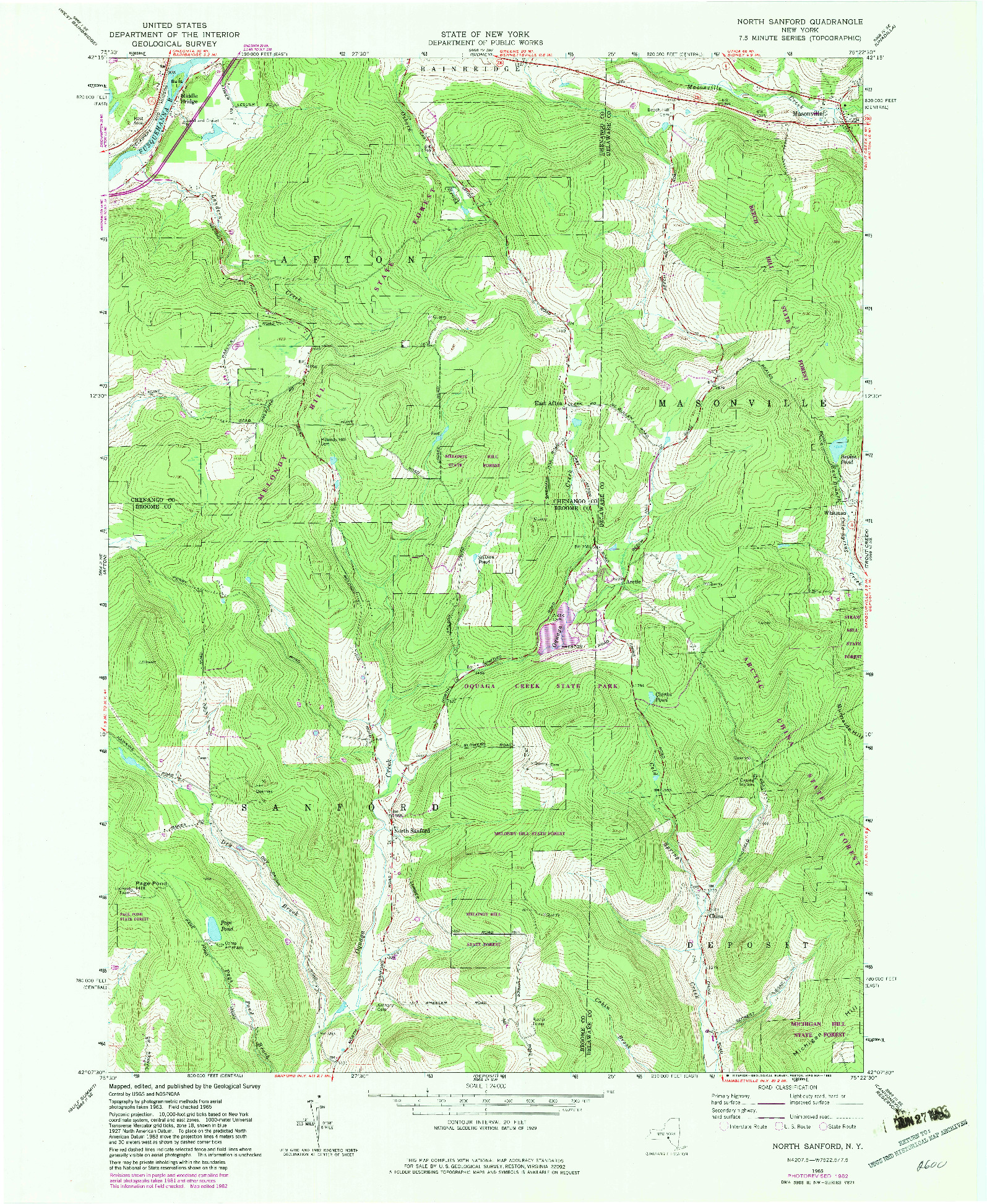 USGS 1:24000-SCALE QUADRANGLE FOR NORTH SANFORD, NY 1965