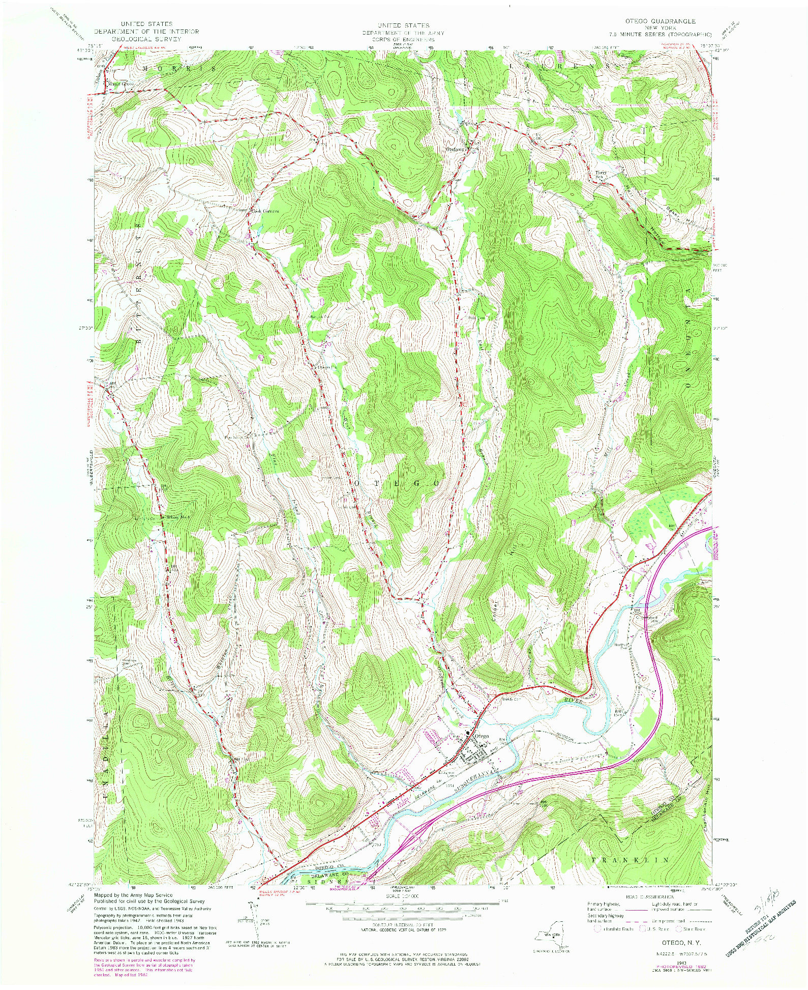 USGS 1:24000-SCALE QUADRANGLE FOR OTEGO, NY 1943