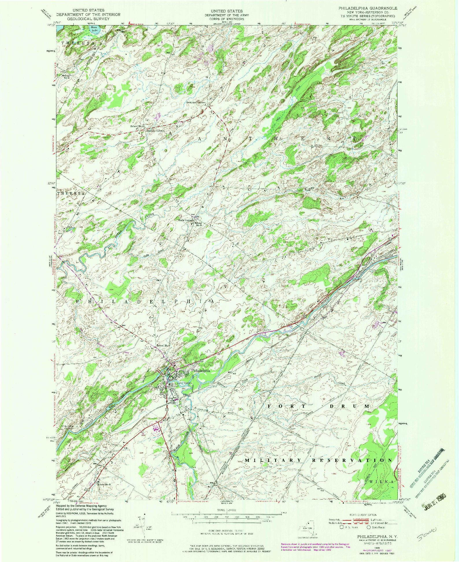 USGS 1:24000-SCALE QUADRANGLE FOR PHILADELPHIA, NY 1949