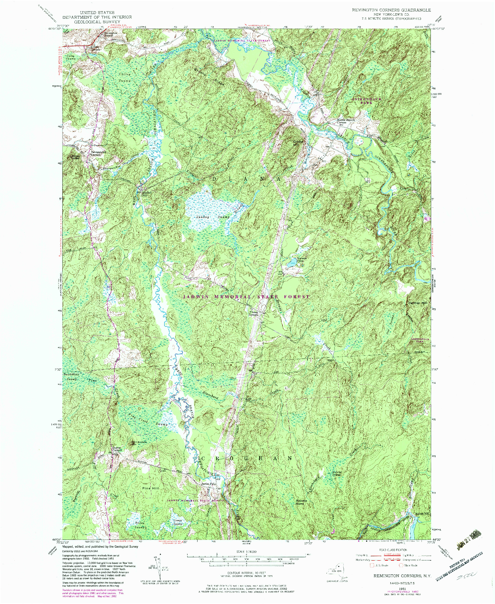 USGS 1:24000-SCALE QUADRANGLE FOR REMINGTON CORNERS, NY 1951