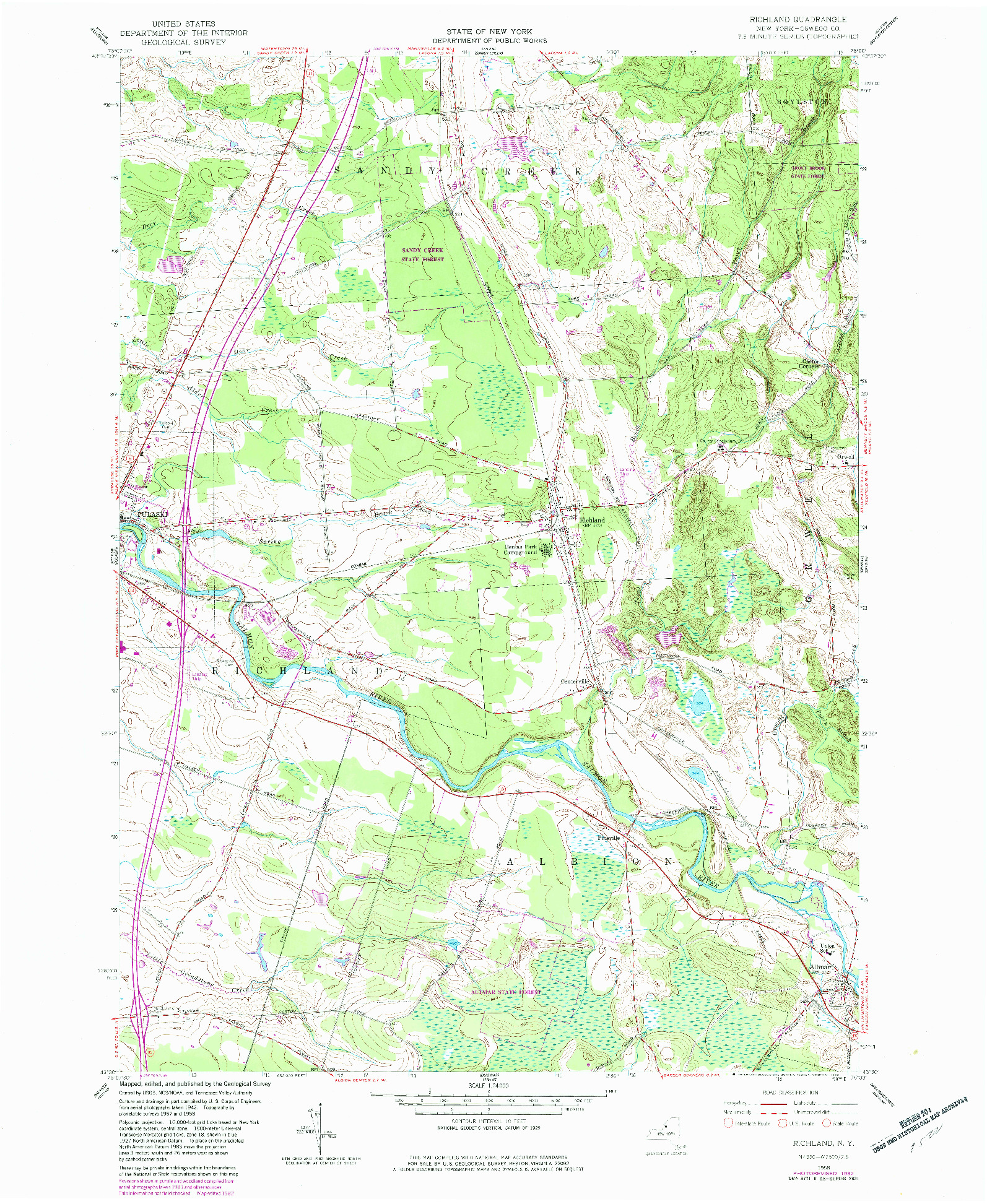 USGS 1:24000-SCALE QUADRANGLE FOR RICHLAND, NY 1958