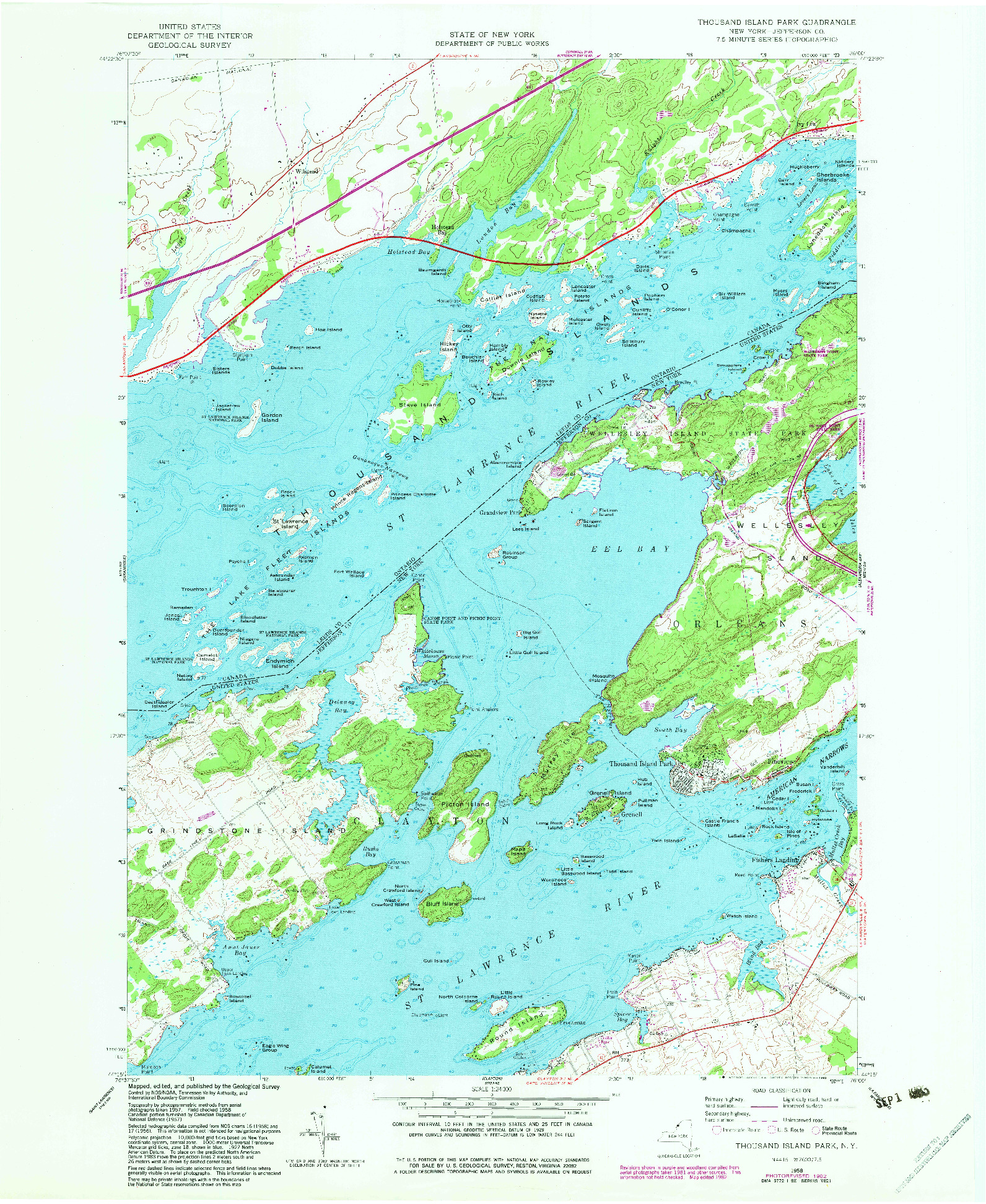 USGS 1:24000-SCALE QUADRANGLE FOR THOUSAND ISLAND PARK, NY 1958