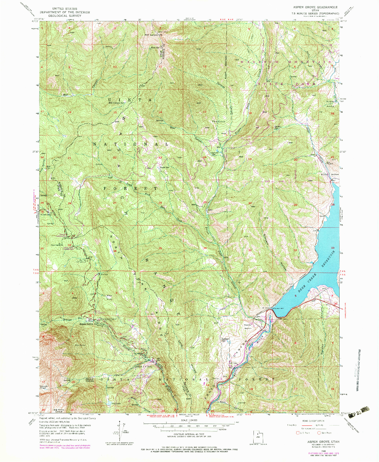 USGS 1:24000-SCALE QUADRANGLE FOR ASPEN GROVE, UT 1948