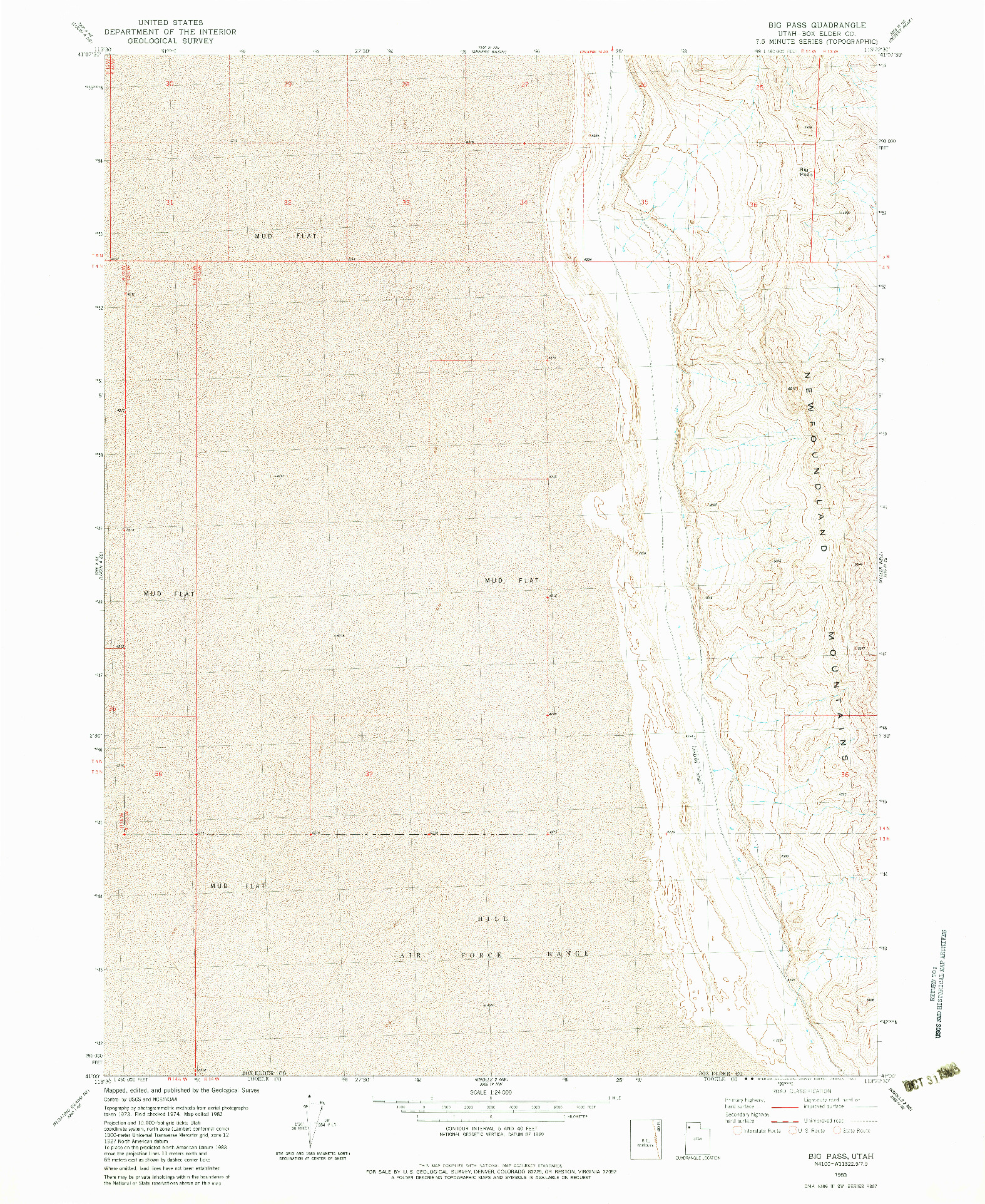 USGS 1:24000-SCALE QUADRANGLE FOR BIG PASS, UT 1983