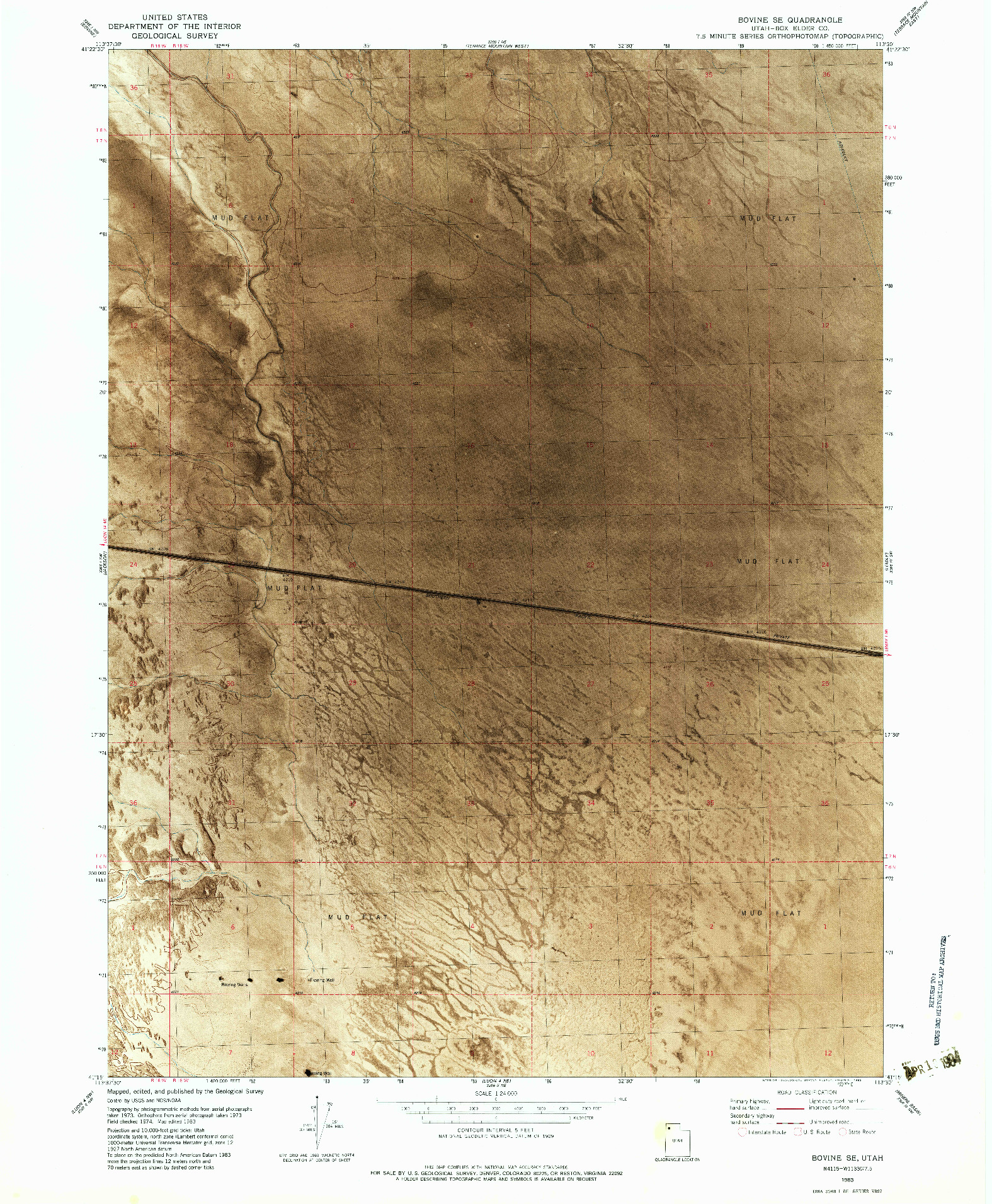 USGS 1:24000-SCALE QUADRANGLE FOR BOVINE SE, UT 1983