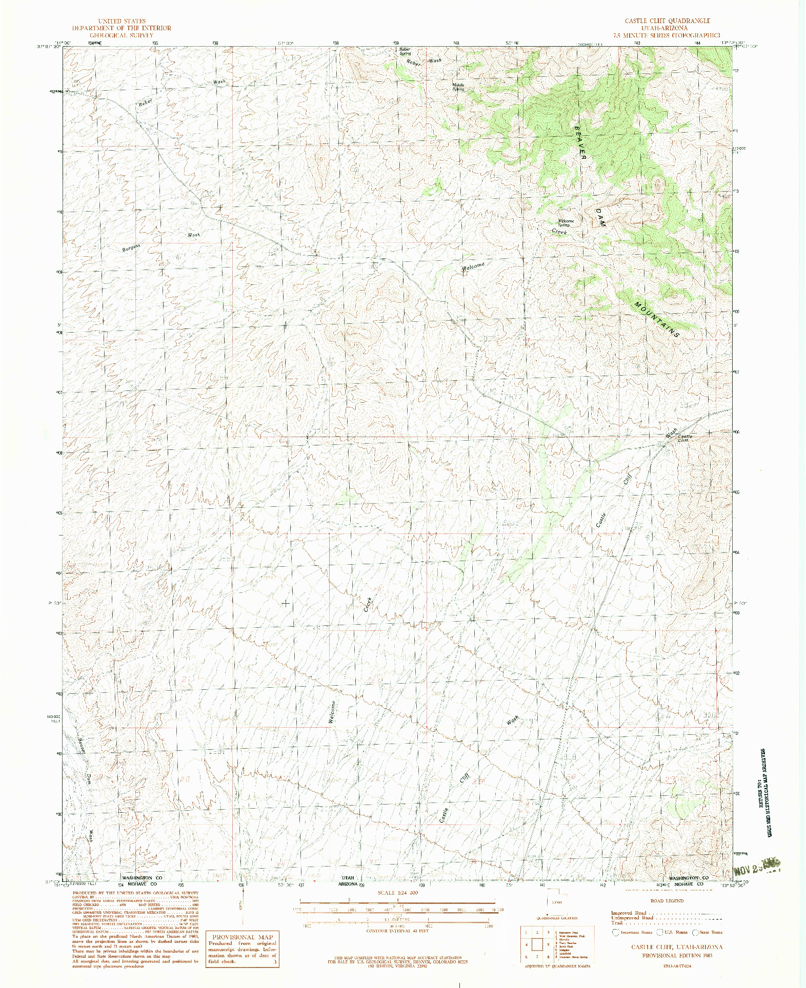 USGS 1:24000-SCALE QUADRANGLE FOR CASTLE CLIFF, UT 1983