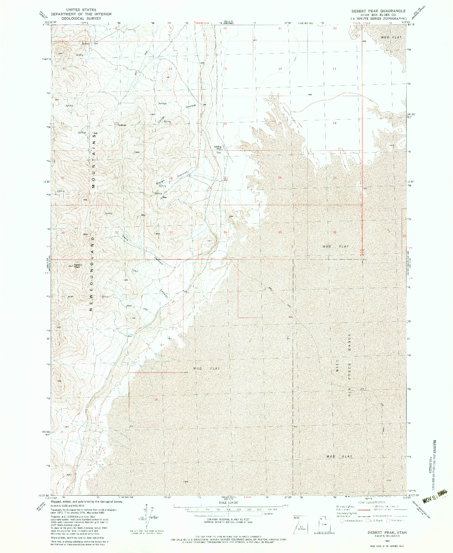 USGS 1:24000-SCALE QUADRANGLE FOR DESERT PEAK, UT 1983