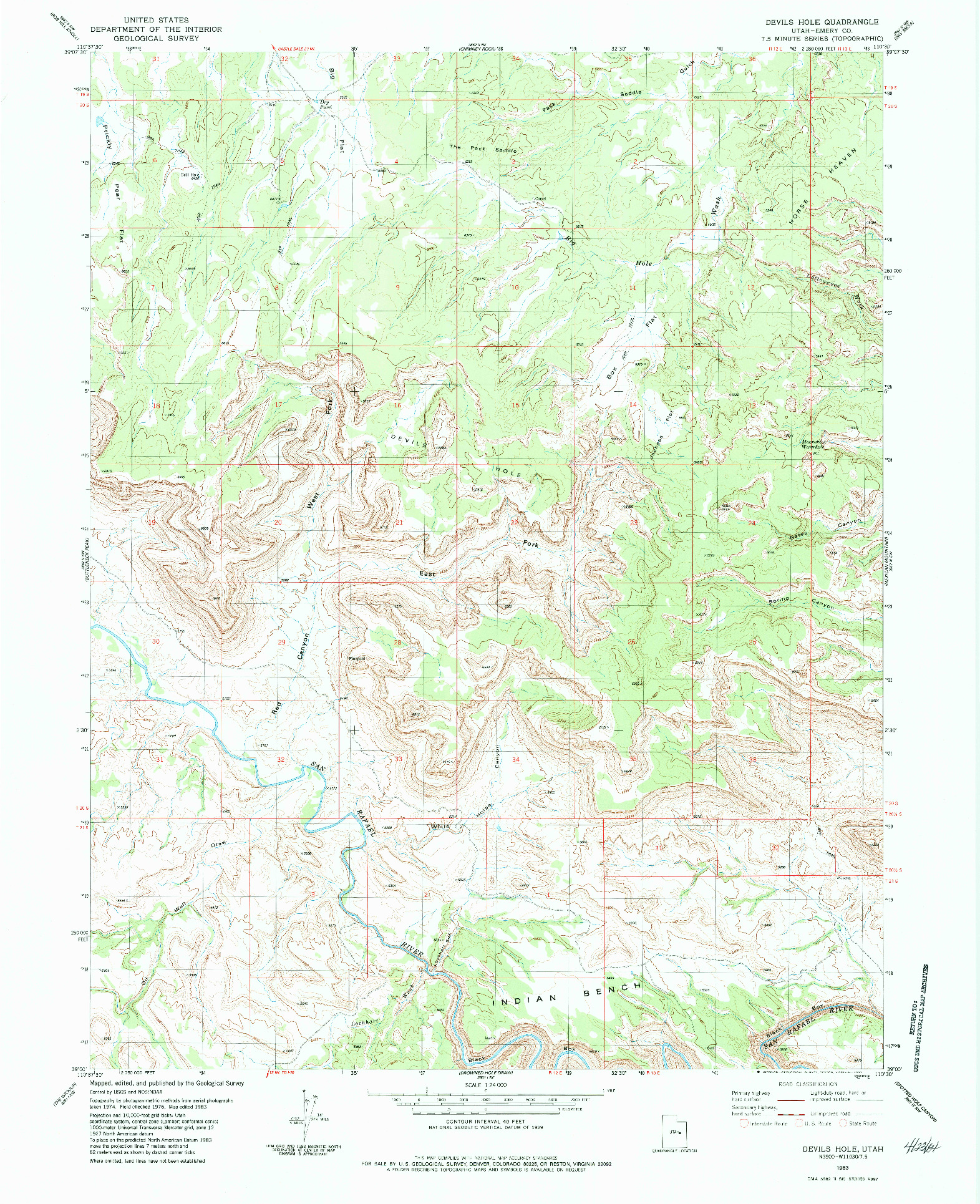 USGS 1:24000-SCALE QUADRANGLE FOR DEVILS HOLE, UT 1983