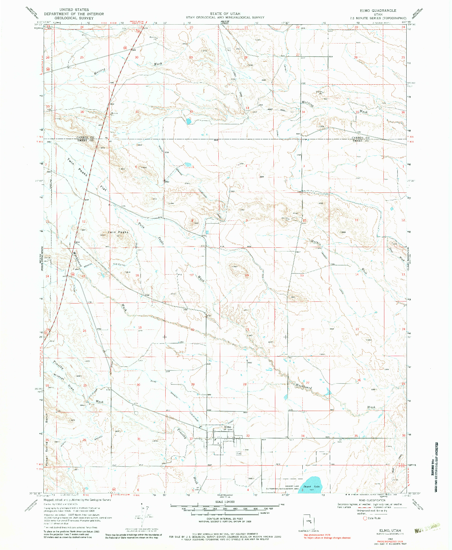 USGS 1:24000-SCALE QUADRANGLE FOR ELMO, UT 1969