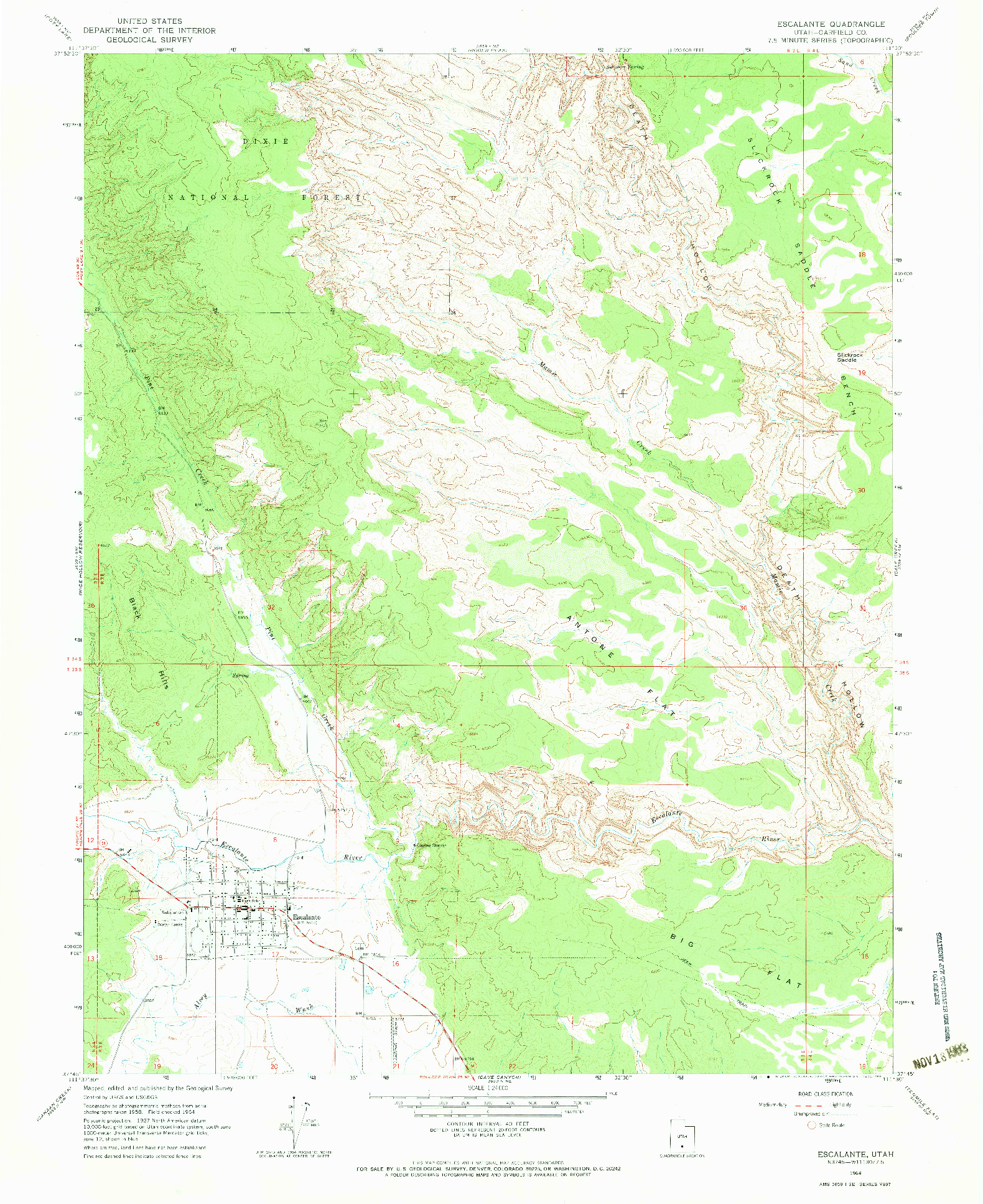 USGS 1:24000-SCALE QUADRANGLE FOR ESCALANTE, UT 1964