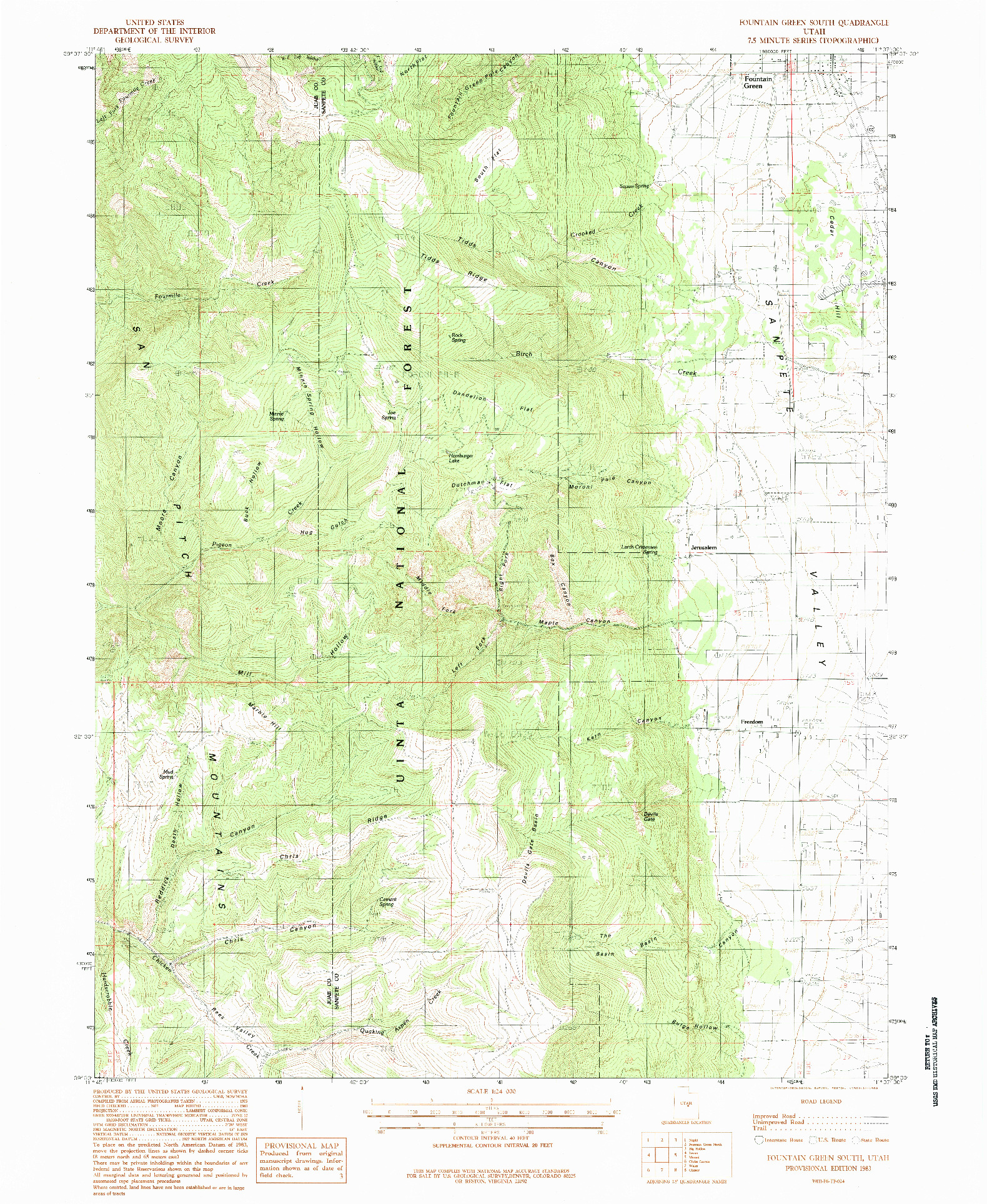 USGS 1:24000-SCALE QUADRANGLE FOR FOUNTAIN GREEN SOUTH, UT 1983