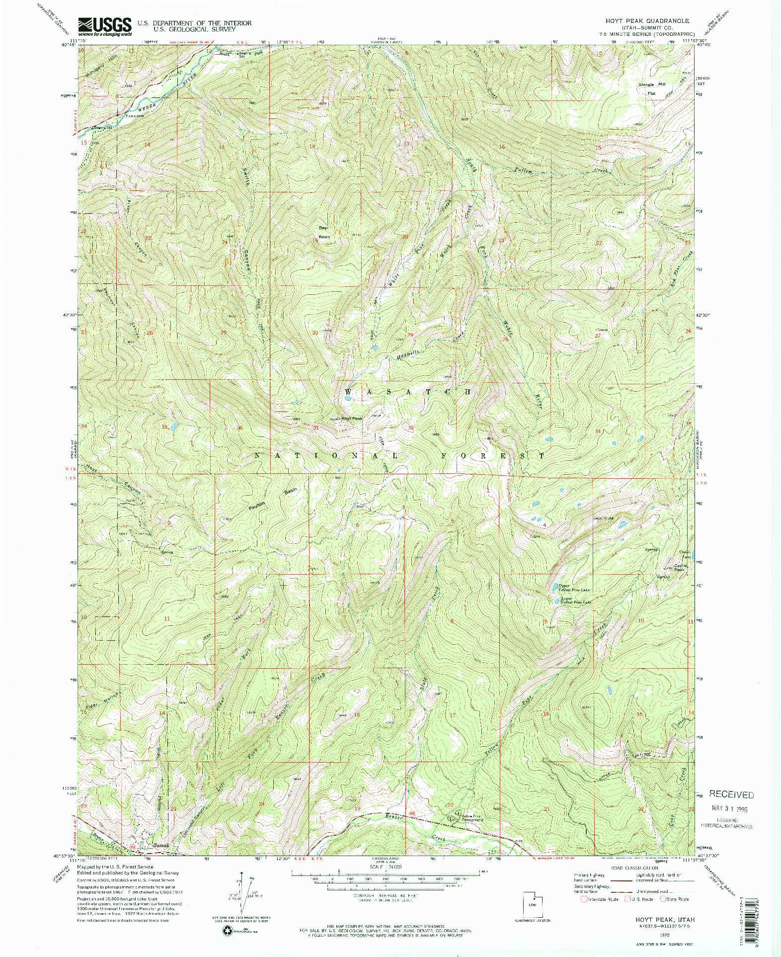 USGS 1:24000-SCALE QUADRANGLE FOR HOYT PEAK, UT 1972