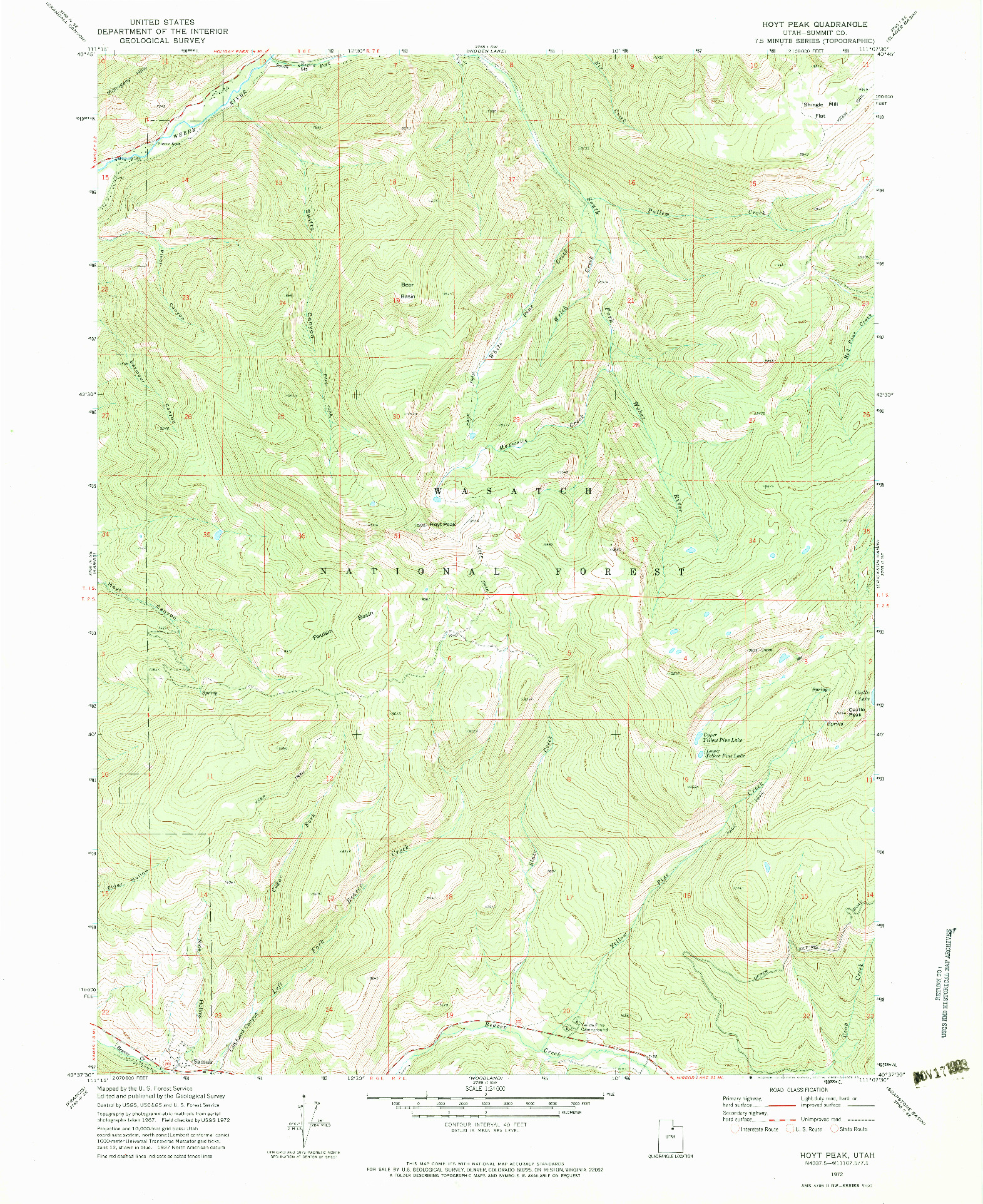 USGS 1:24000-SCALE QUADRANGLE FOR HOYT PEAK, UT 1972
