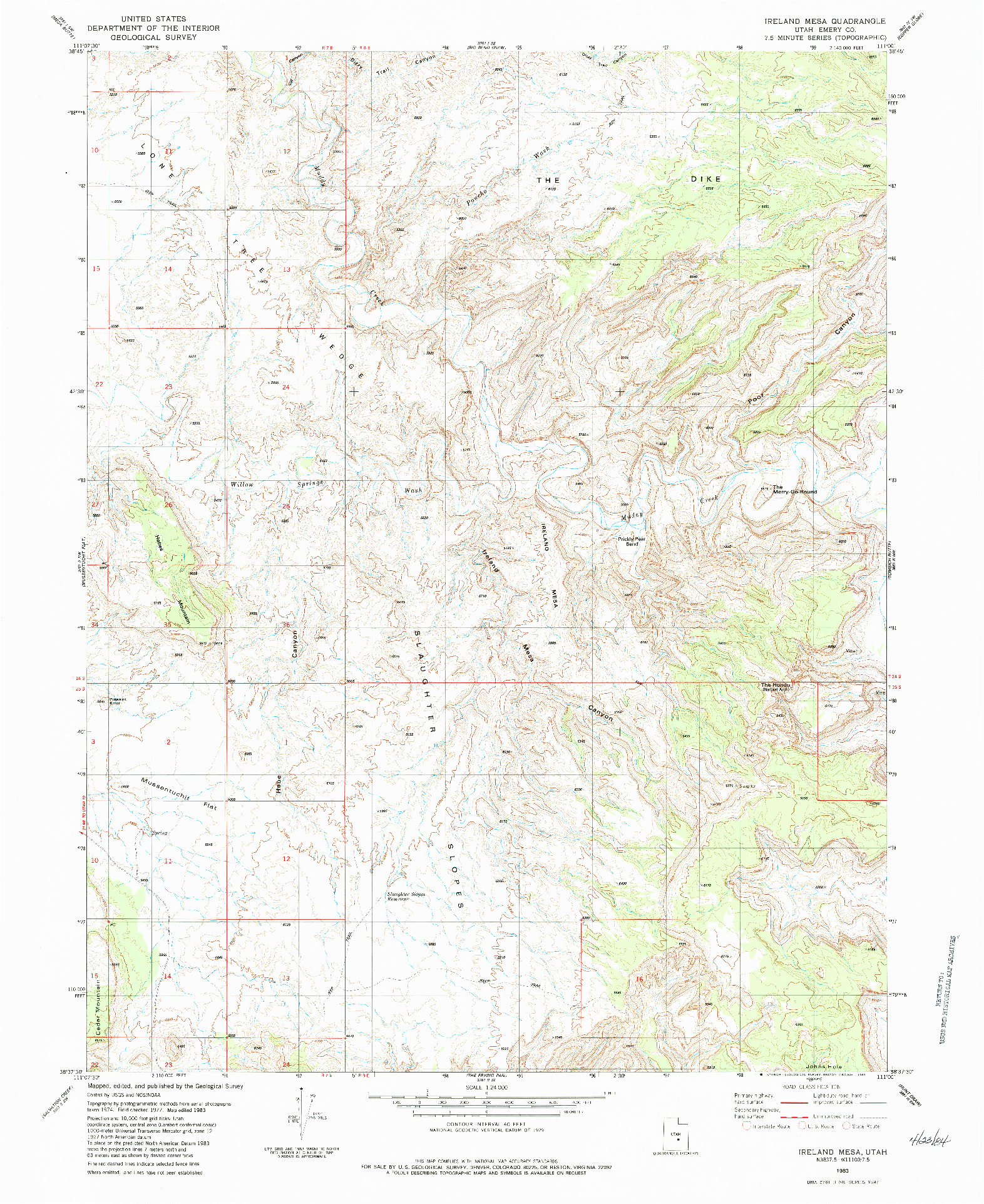 USGS 1:24000-SCALE QUADRANGLE FOR IRELAND MESA, UT 1983