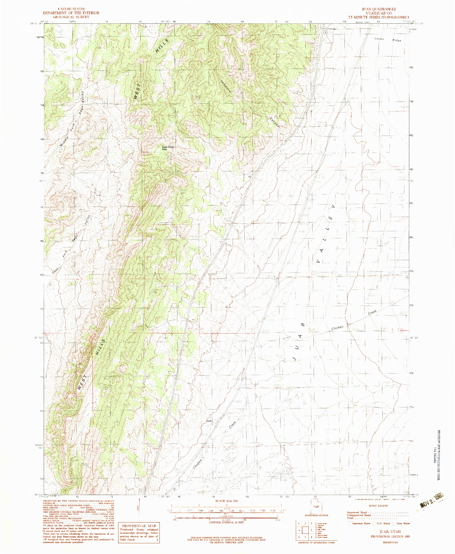 USGS 1:24000-SCALE QUADRANGLE FOR JUAB, UT 1983