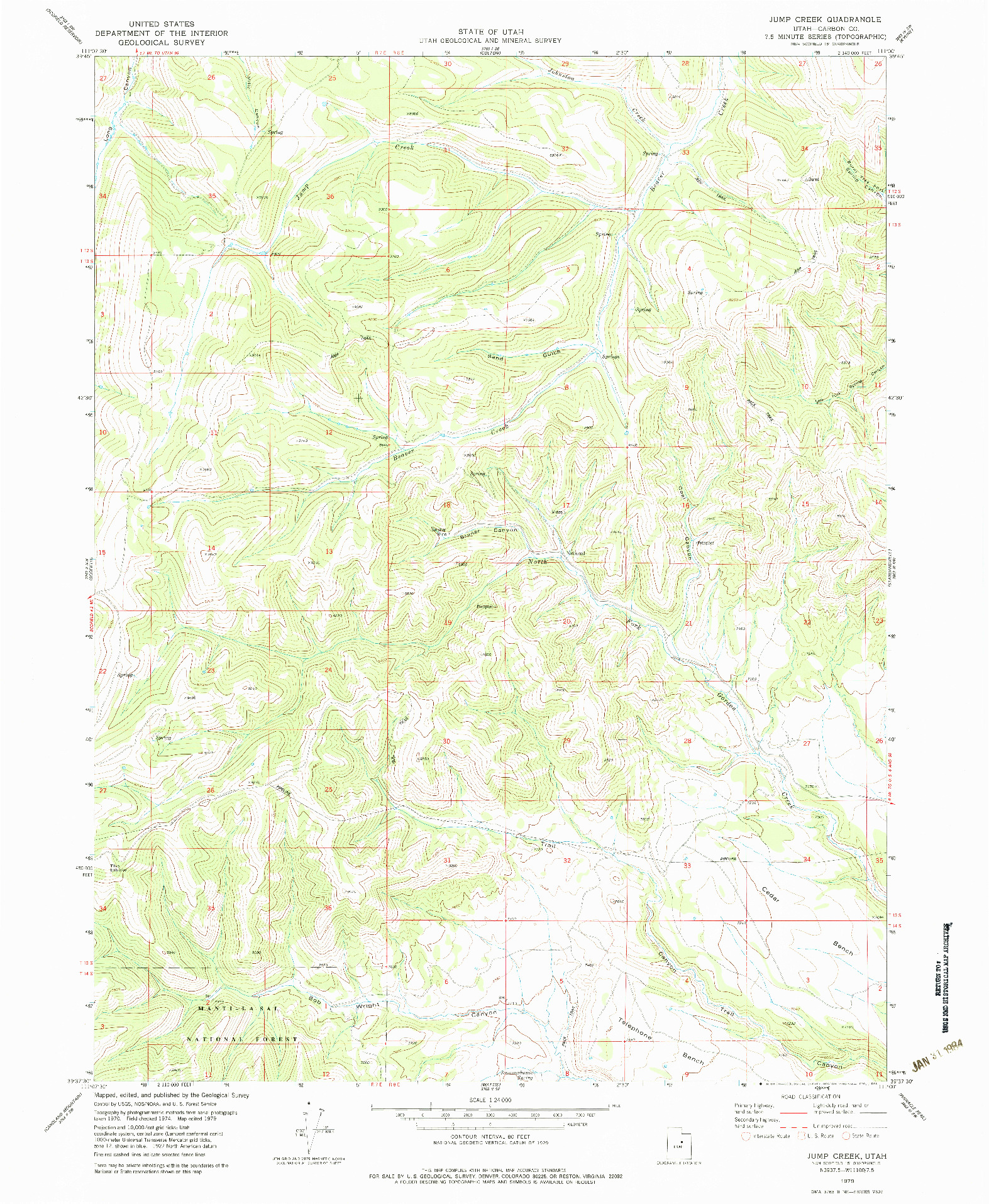 USGS 1:24000-SCALE QUADRANGLE FOR JUMP CREEK, UT 1979