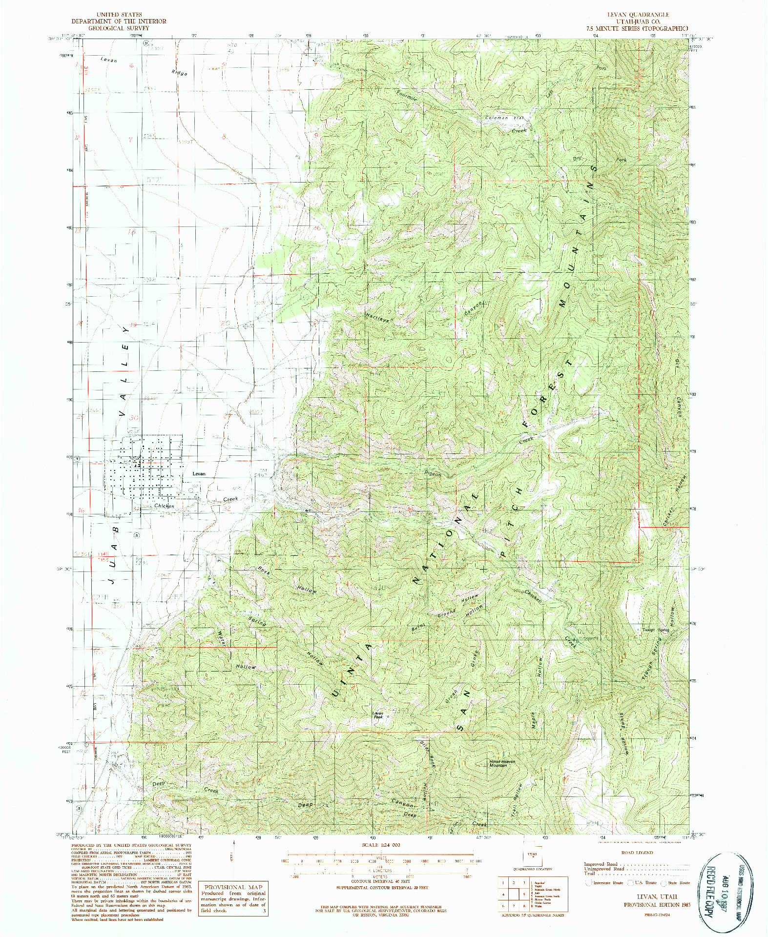 USGS 1:24000-SCALE QUADRANGLE FOR LEVAN, UT 1983