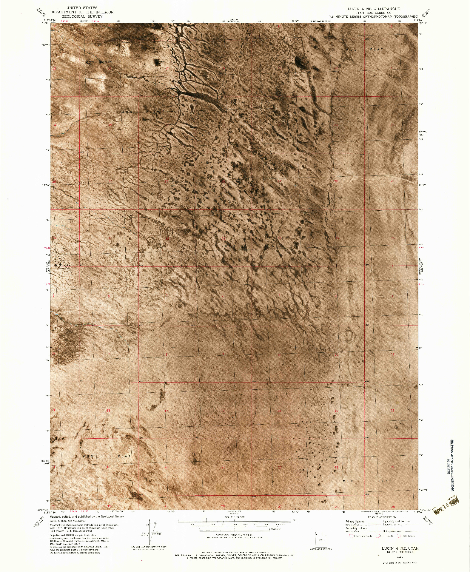 USGS 1:24000-SCALE QUADRANGLE FOR LUCIN 4 NE, UT 1983