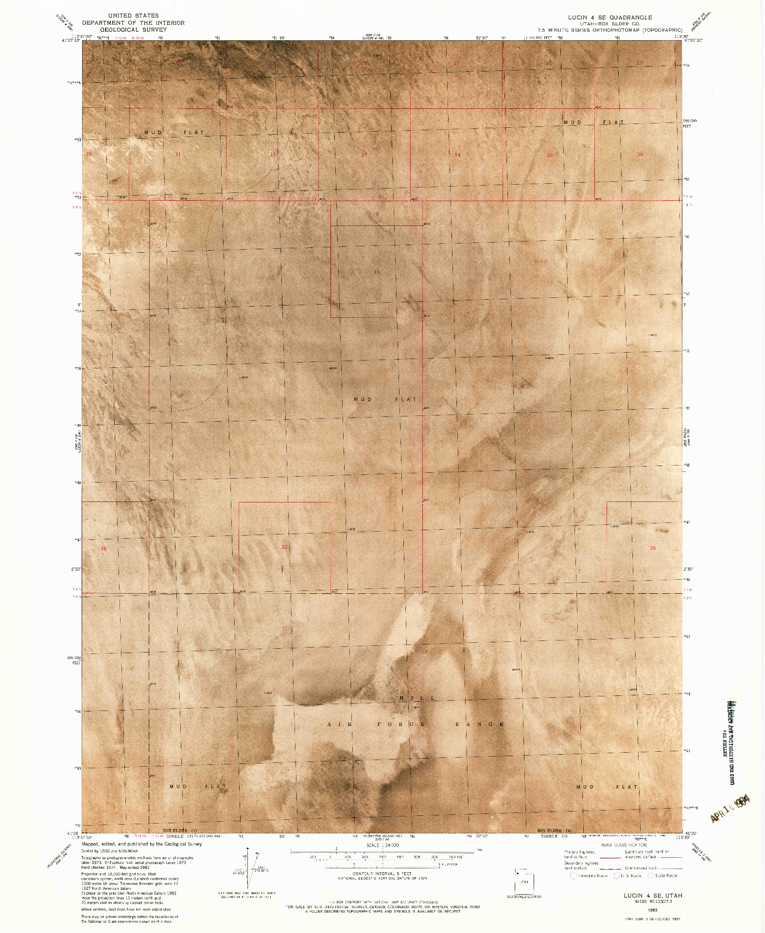 USGS 1:24000-SCALE QUADRANGLE FOR LUCIN 4 SE, UT 1983