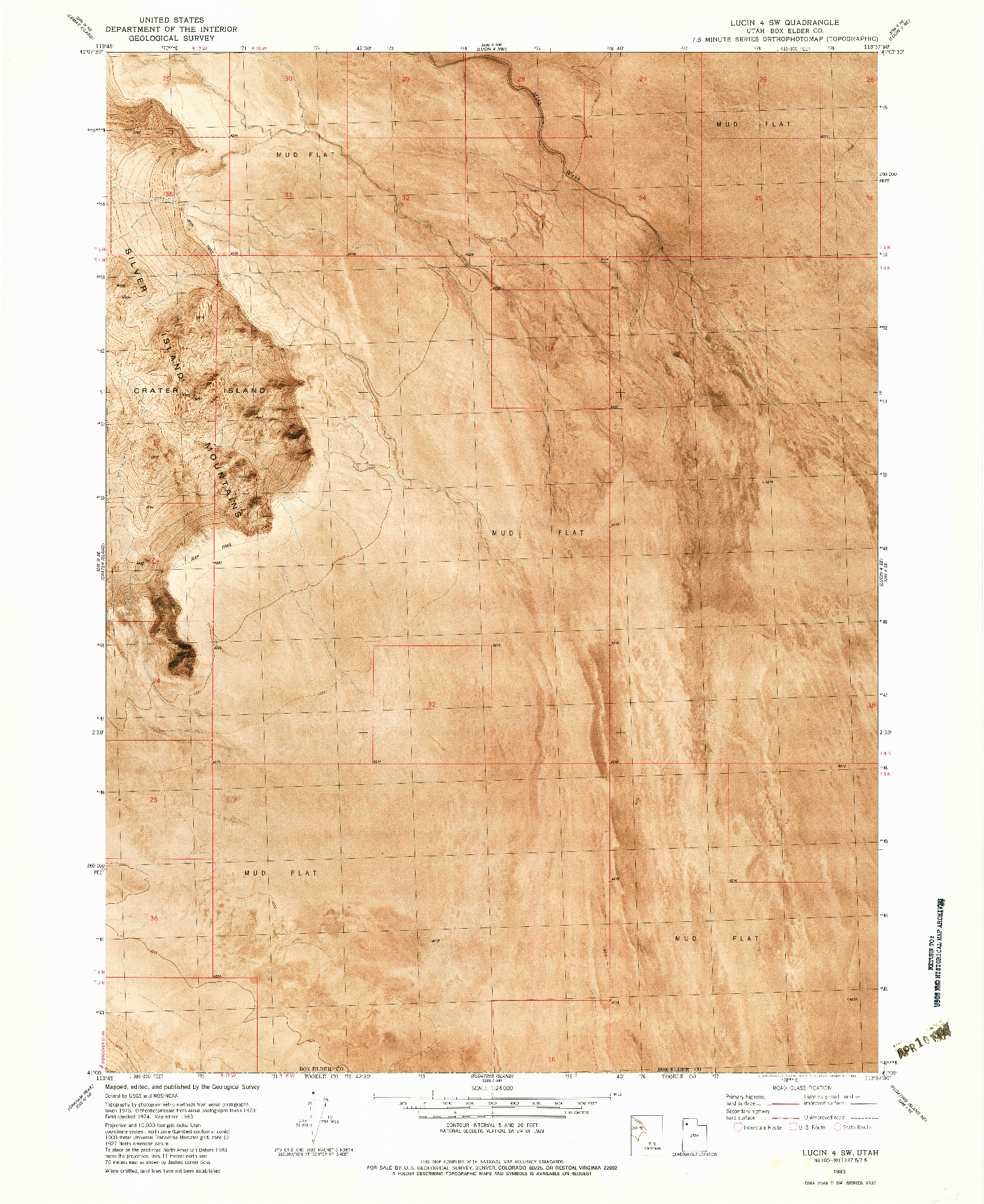USGS 1:24000-SCALE QUADRANGLE FOR LUCIN 4 SW, UT 1983