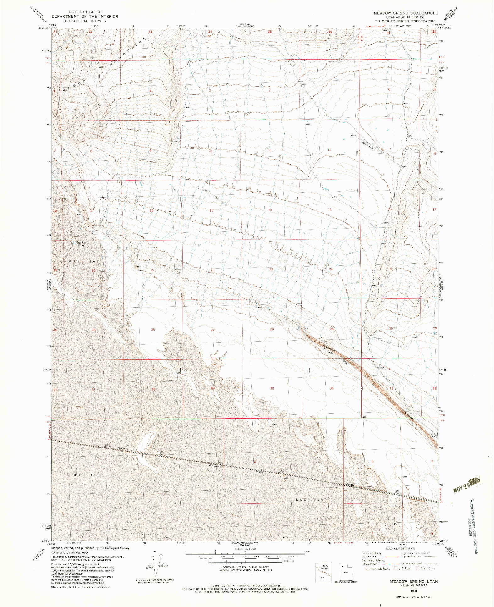 USGS 1:24000-SCALE QUADRANGLE FOR MEADOW SPRING, UT 1983