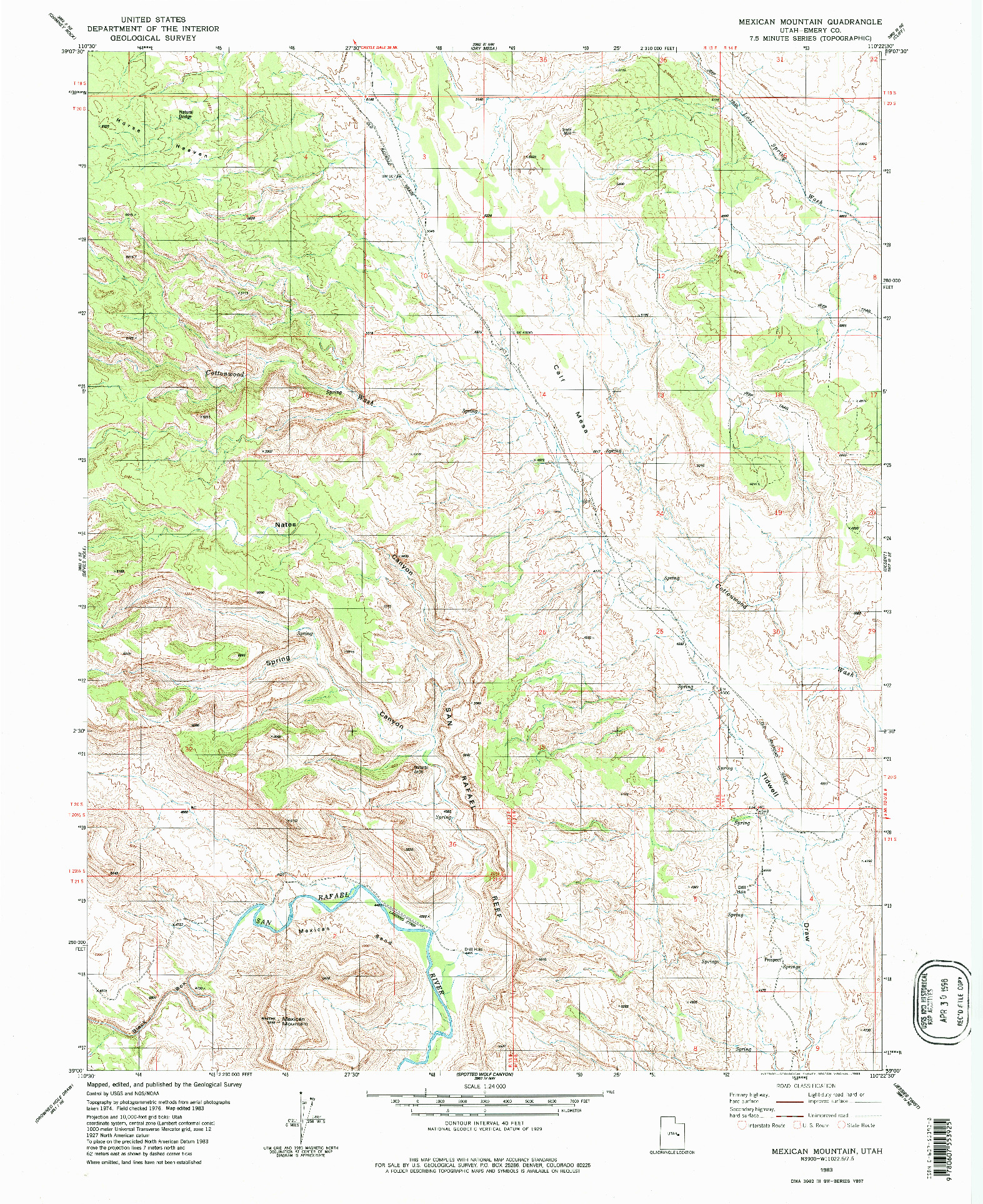 USGS 1:24000-SCALE QUADRANGLE FOR MEXICAN MOUNTAIN, UT 1983