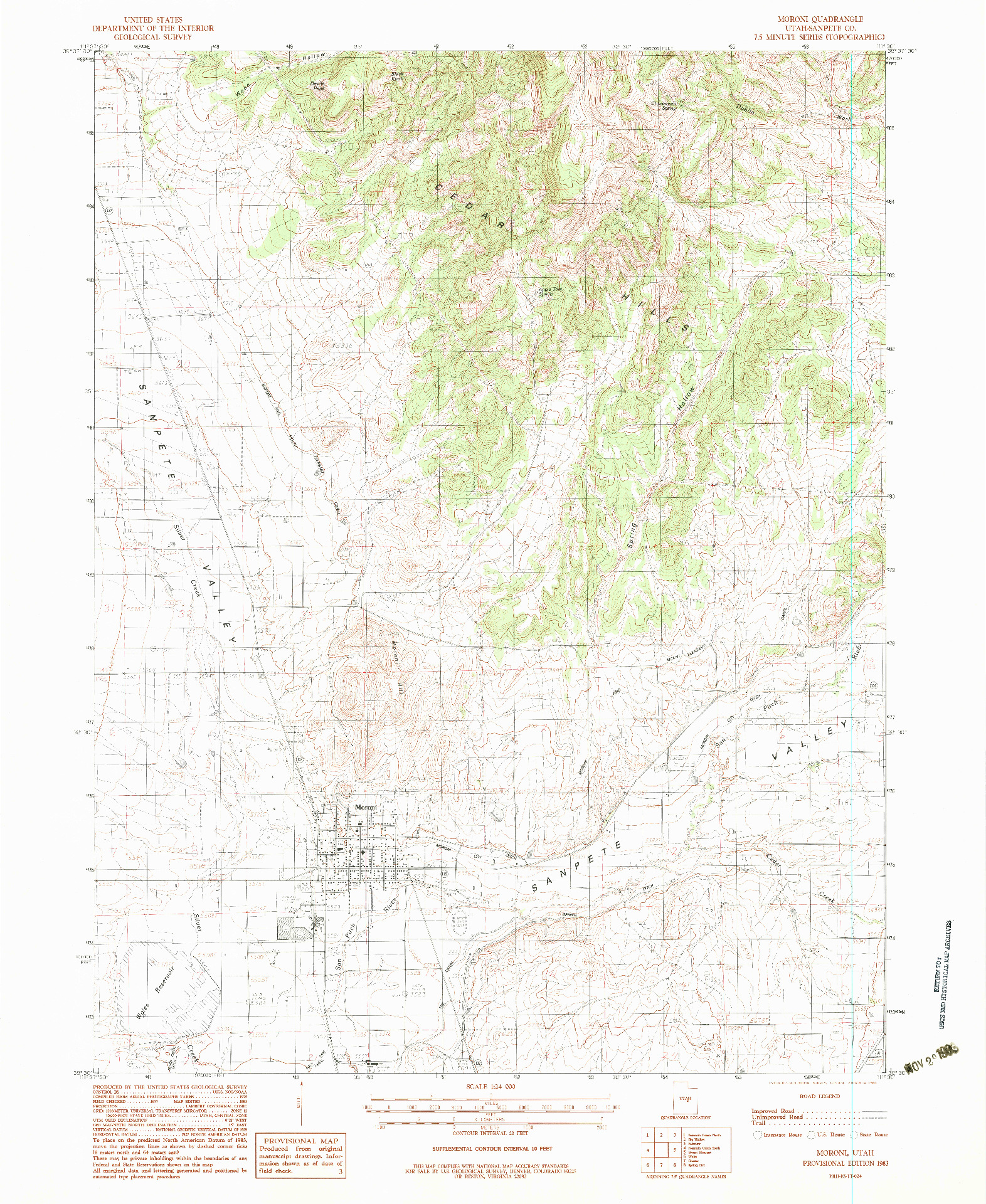 USGS 1:24000-SCALE QUADRANGLE FOR MORONI, UT 1983