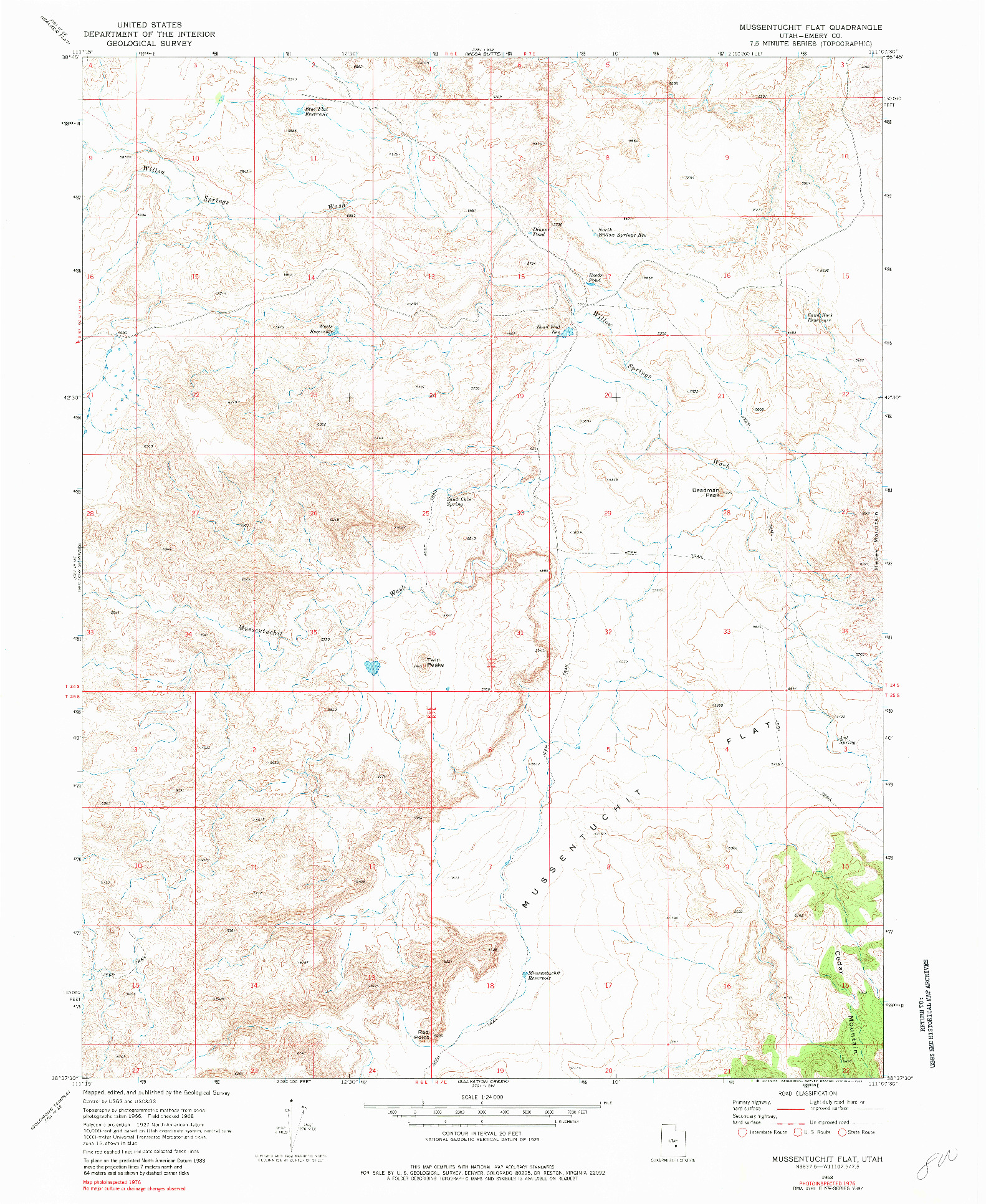 USGS 1:24000-SCALE QUADRANGLE FOR MUSSENTUCHIT FLAT, UT 1968