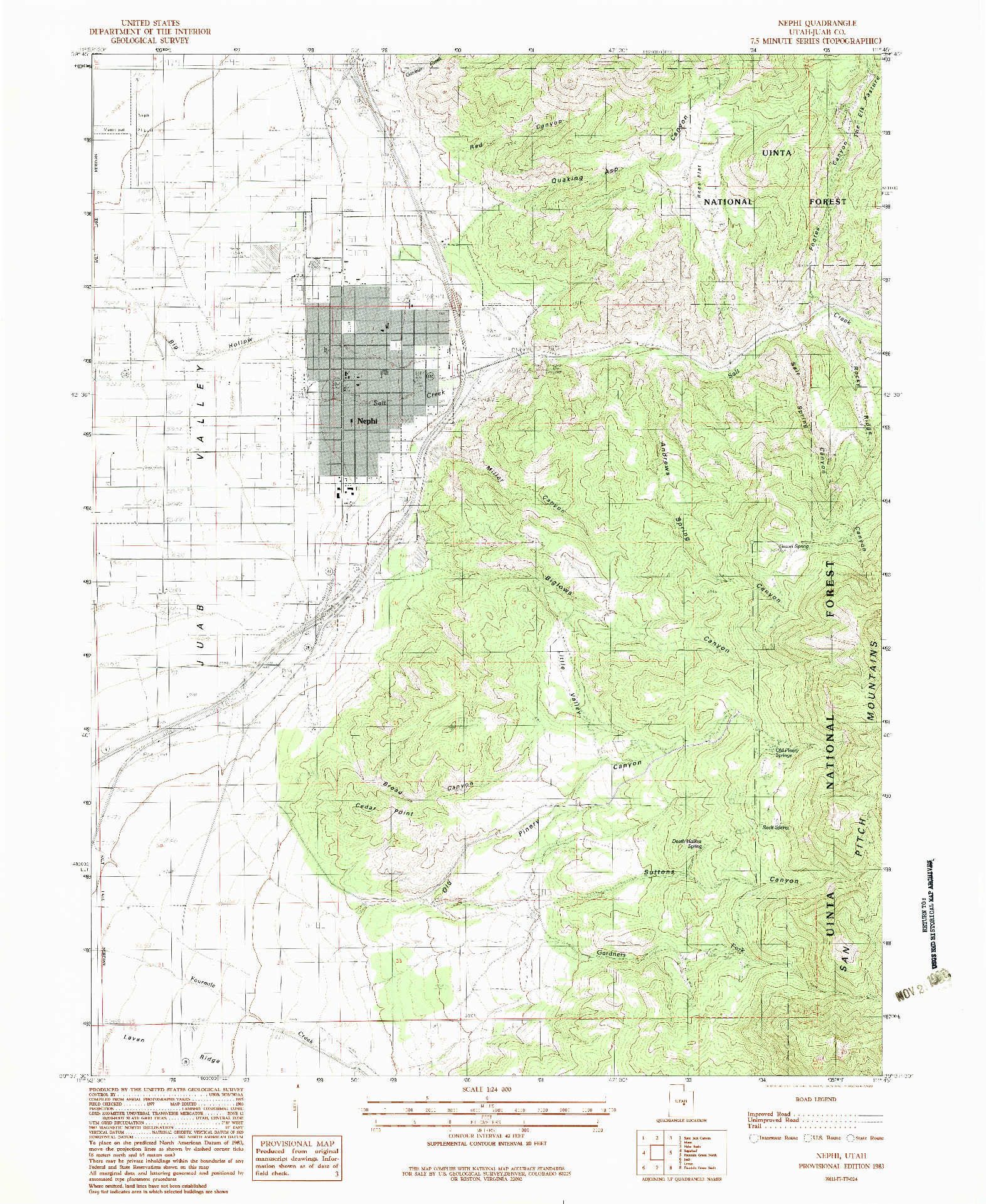 USGS 1:24000-SCALE QUADRANGLE FOR NEPHI, UT 1983