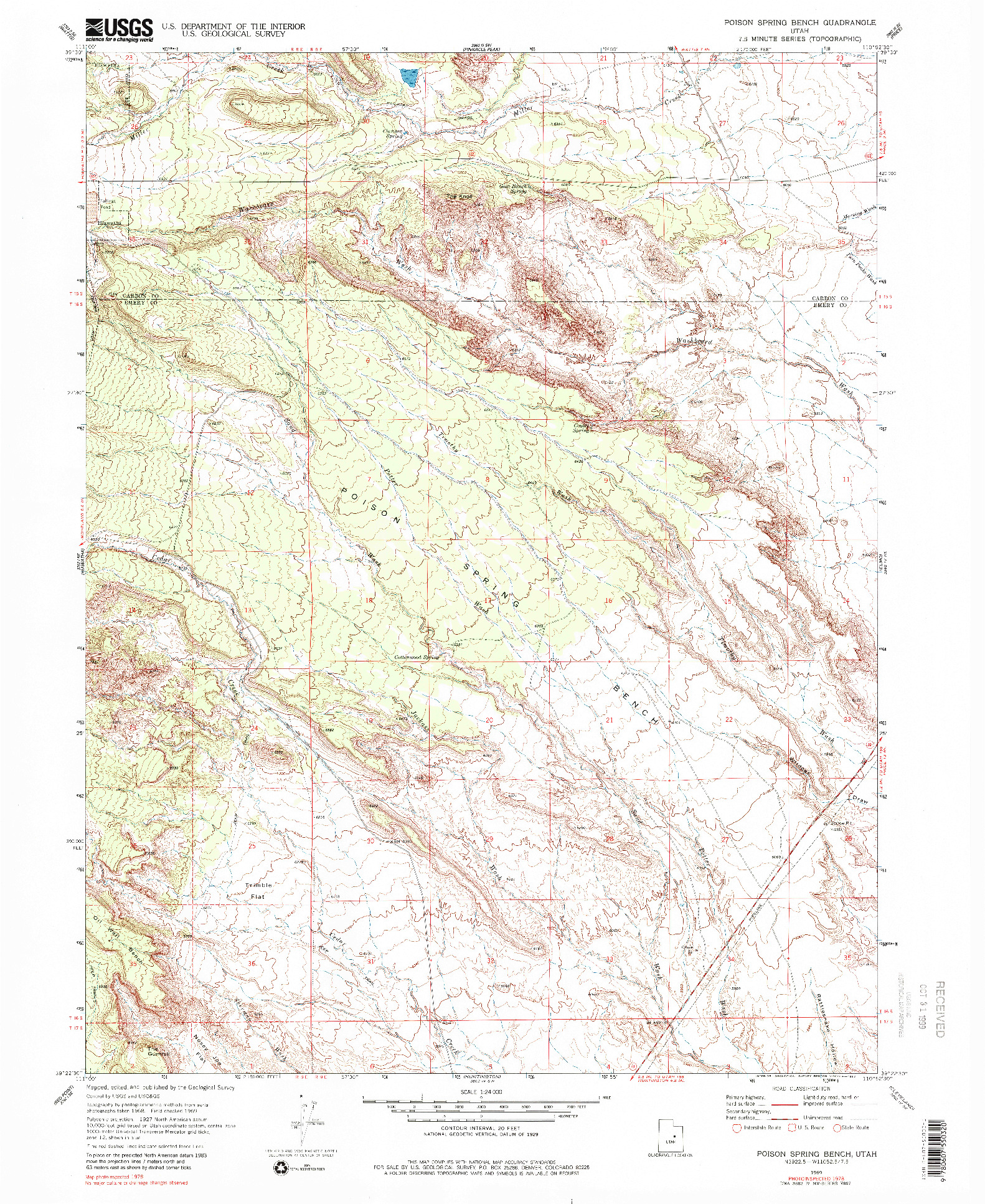 USGS 1:24000-SCALE QUADRANGLE FOR POISON SPRING BENCH, UT 1969