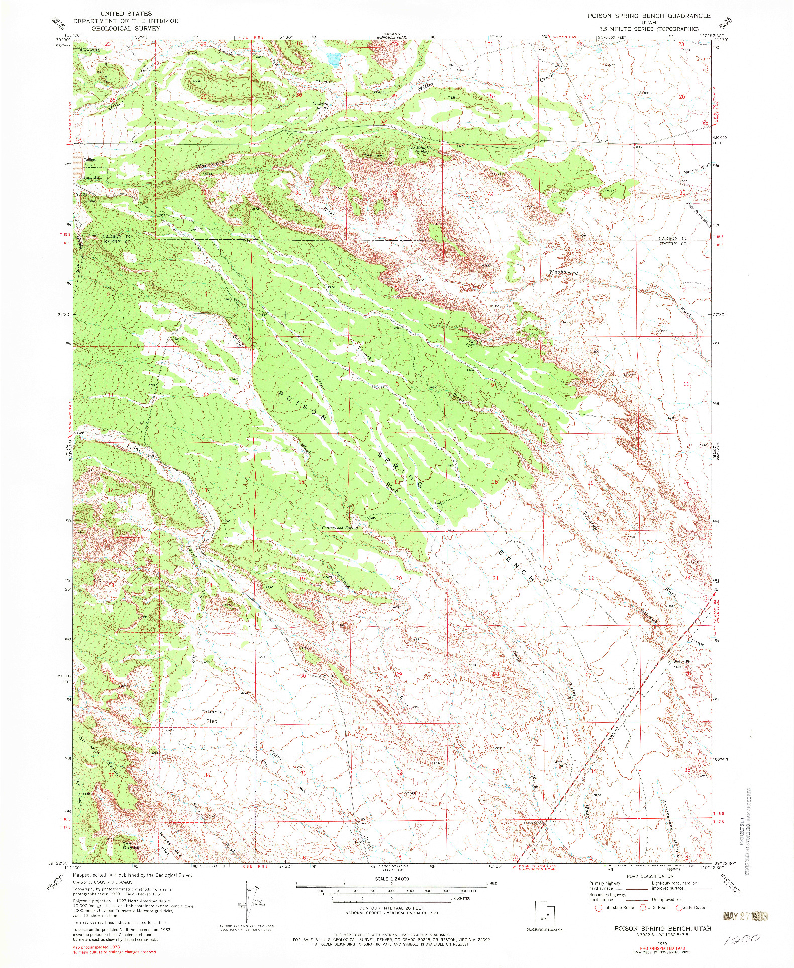 USGS 1:24000-SCALE QUADRANGLE FOR POISON SPRING BENCH, UT 1969