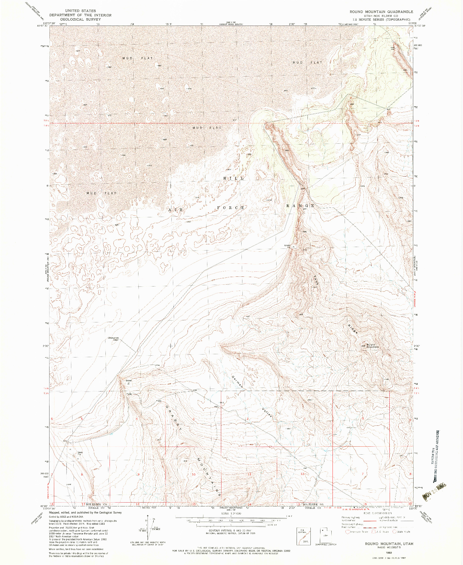 USGS 1:24000-SCALE QUADRANGLE FOR ROUND MOUNTAIN, UT 1983
